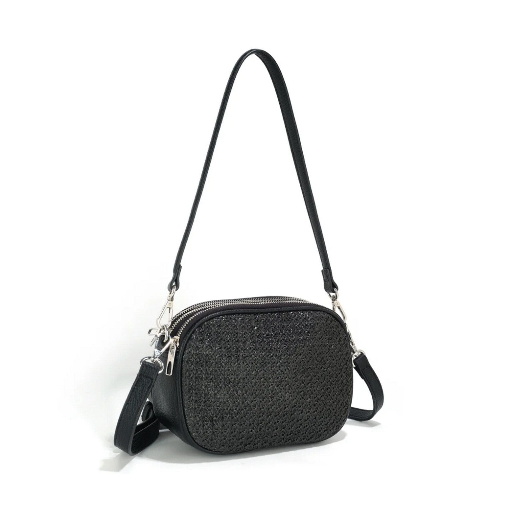 Co Lab Bobbi Raffia Crossbody - Black