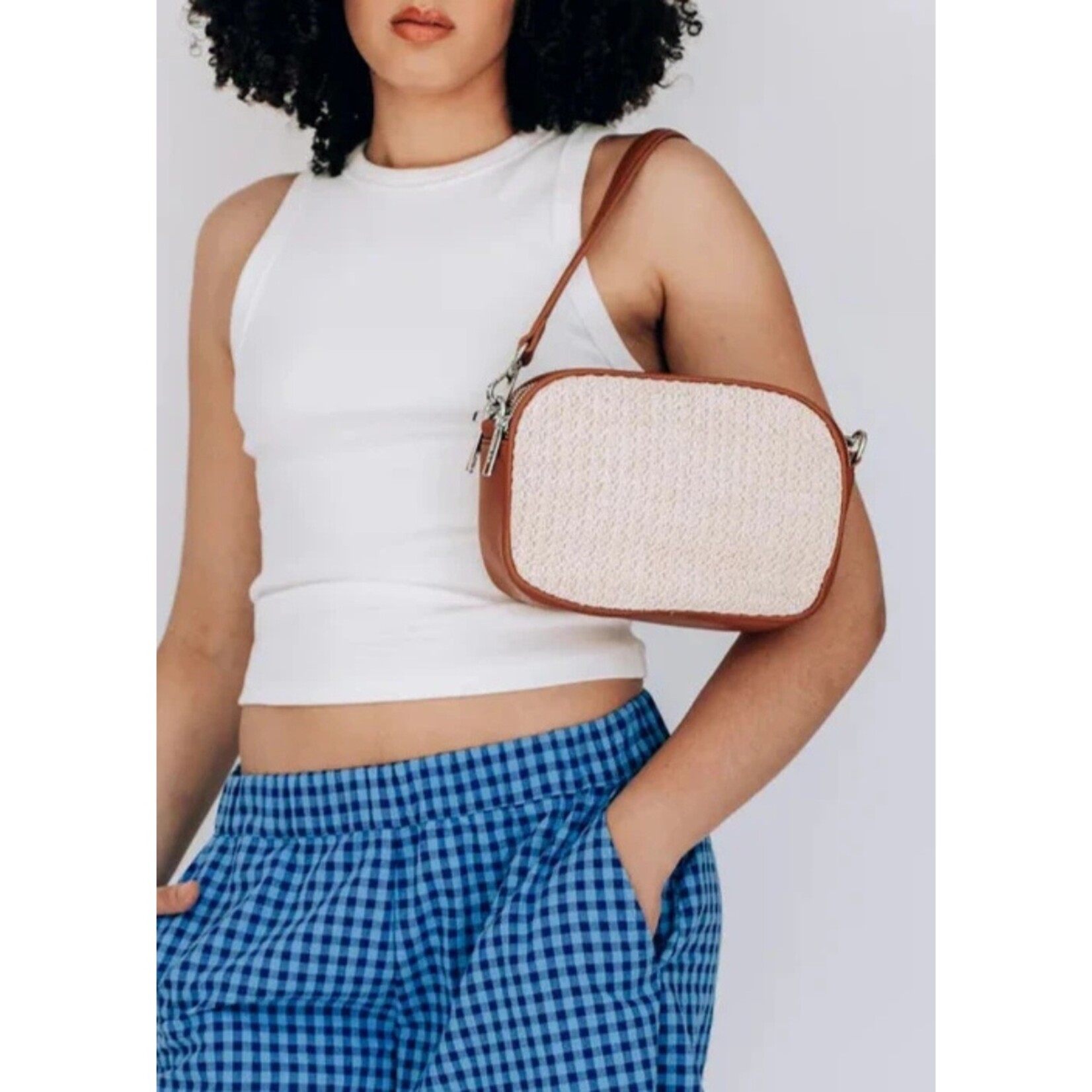 Co Lab Bobbi Raffia Crossbody - Cassonade