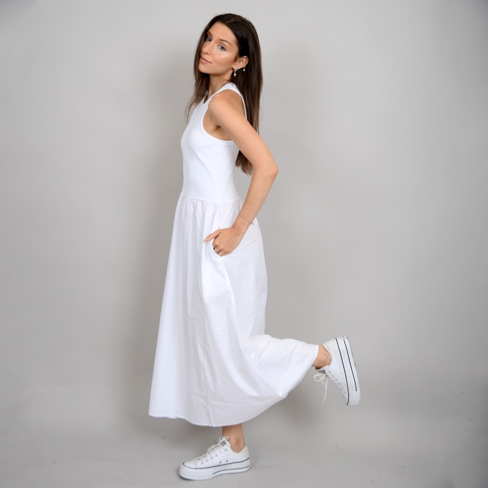 Maren Racer Tank Dress - White