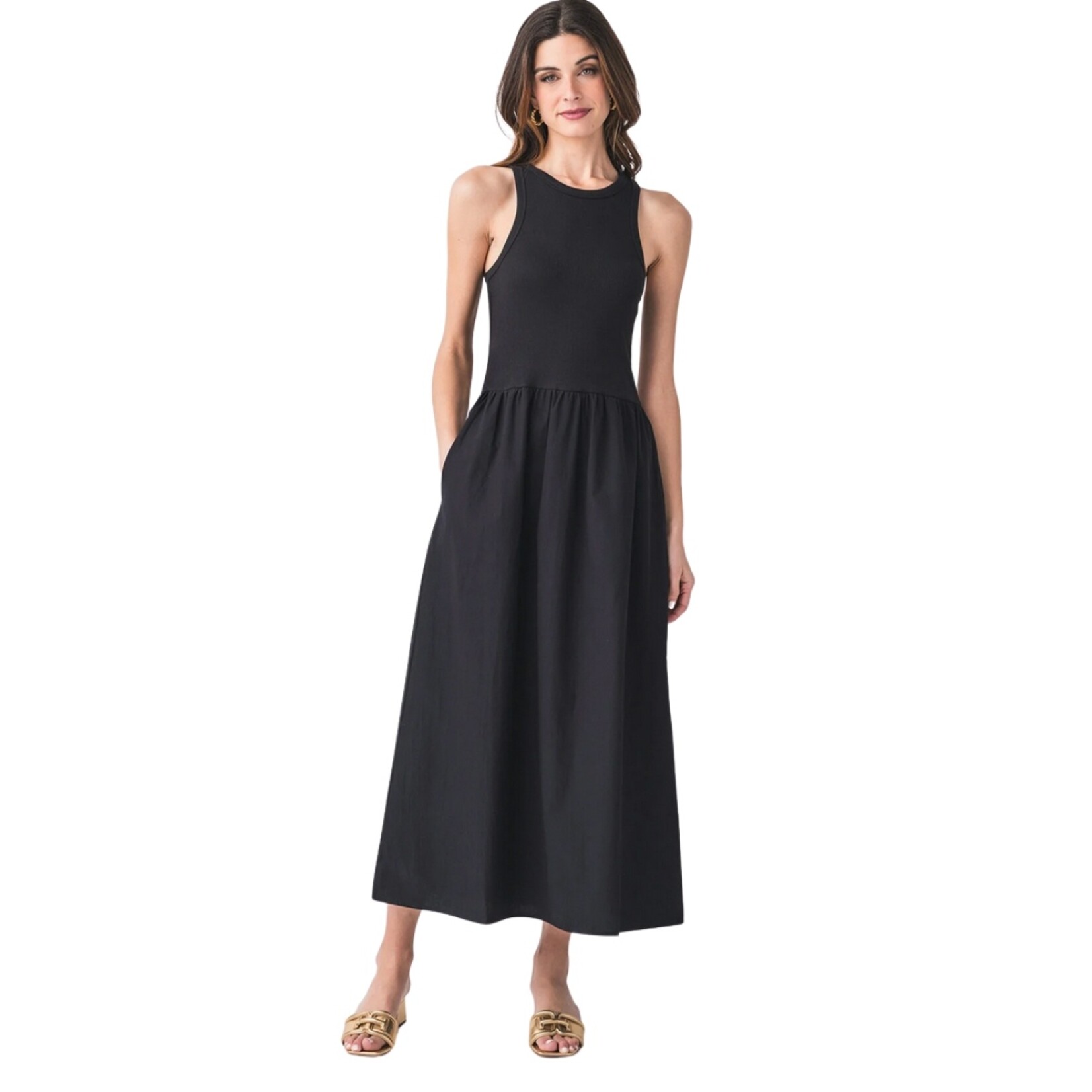 Maren Racer Tank Dress - Black