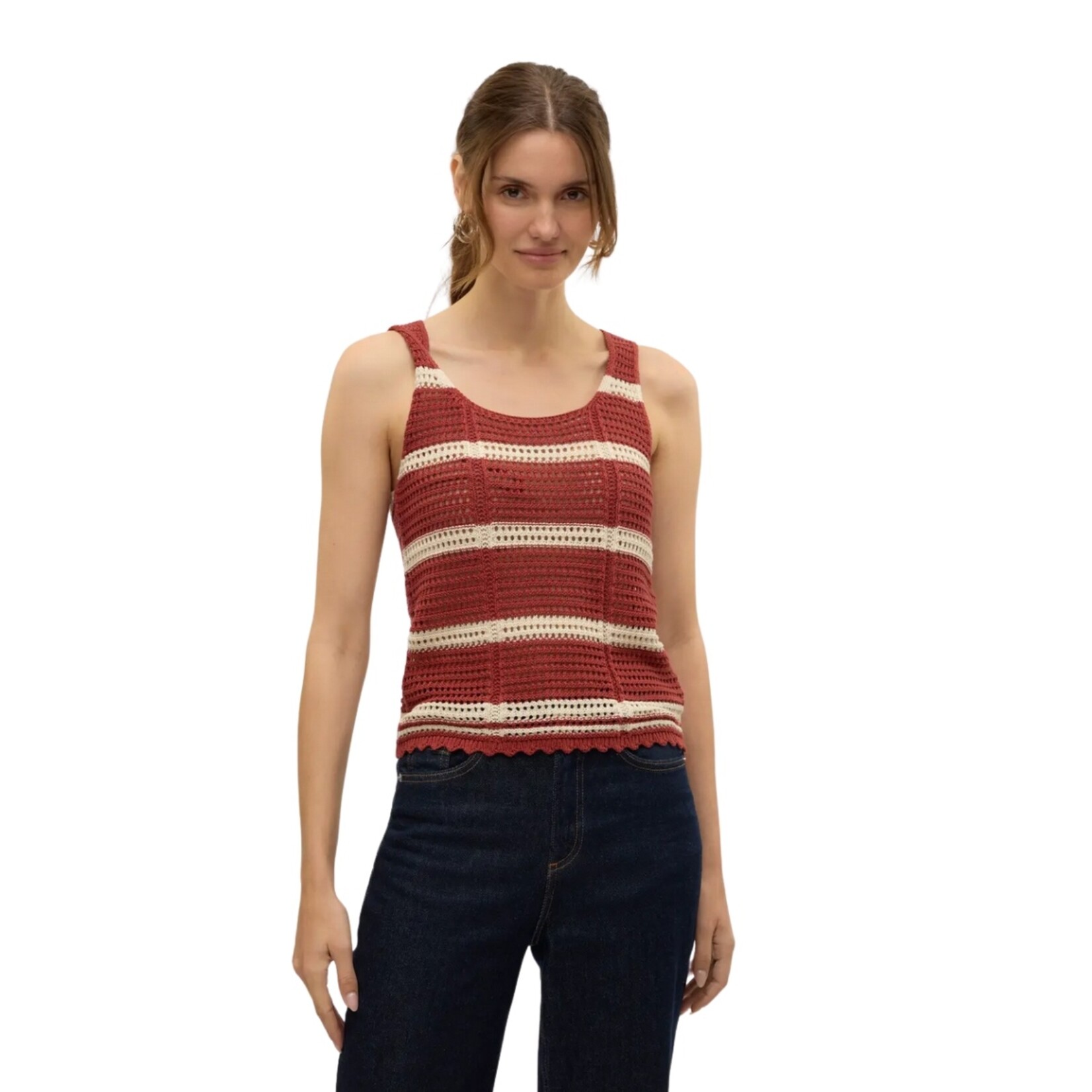 Vero Moda Sicily Stripe Knit Tank - Marsala