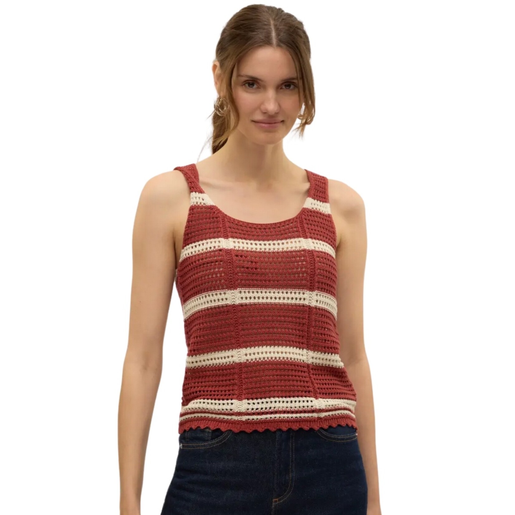 Vero Moda Sicily Stripe Knit Tank - Marsala