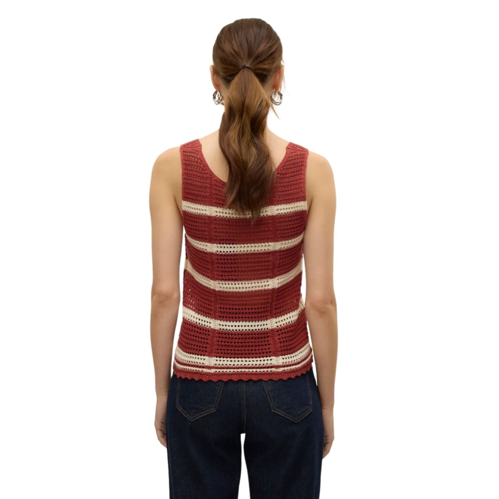 Vero Moda Sicily Stripe Knit Tank - Marsala