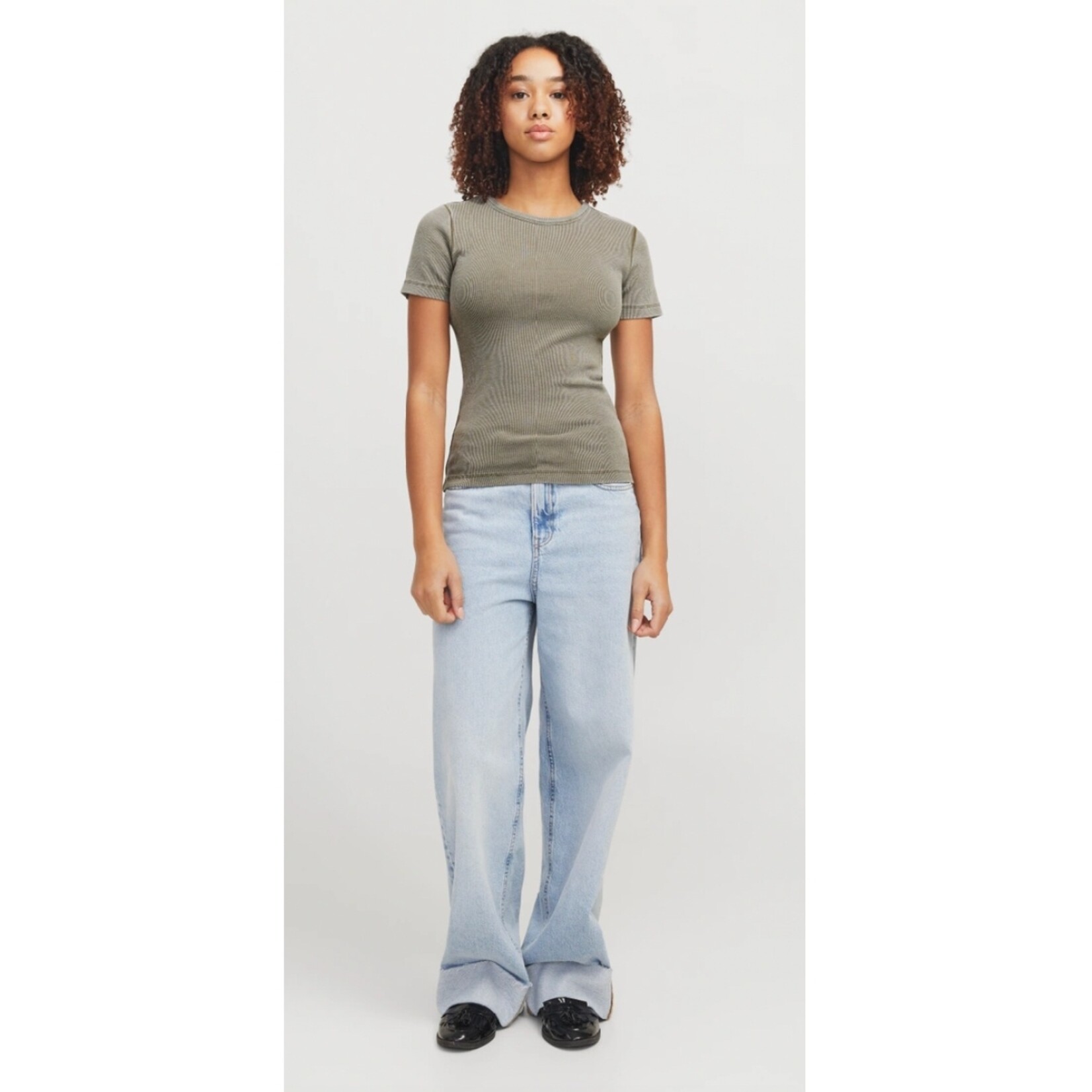 JJXX Frankie Wash Ribbed Tee - Morel