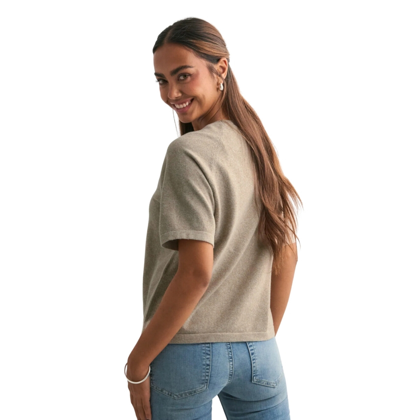 Pieces Brielle Short Sleeve Knit - Crockery