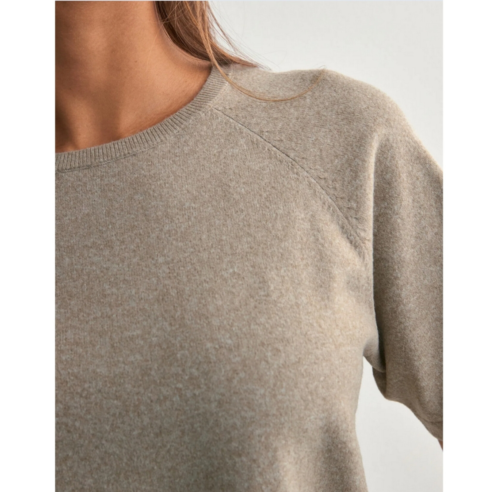 Pieces Brielle Short Sleeve Knit - Crockery