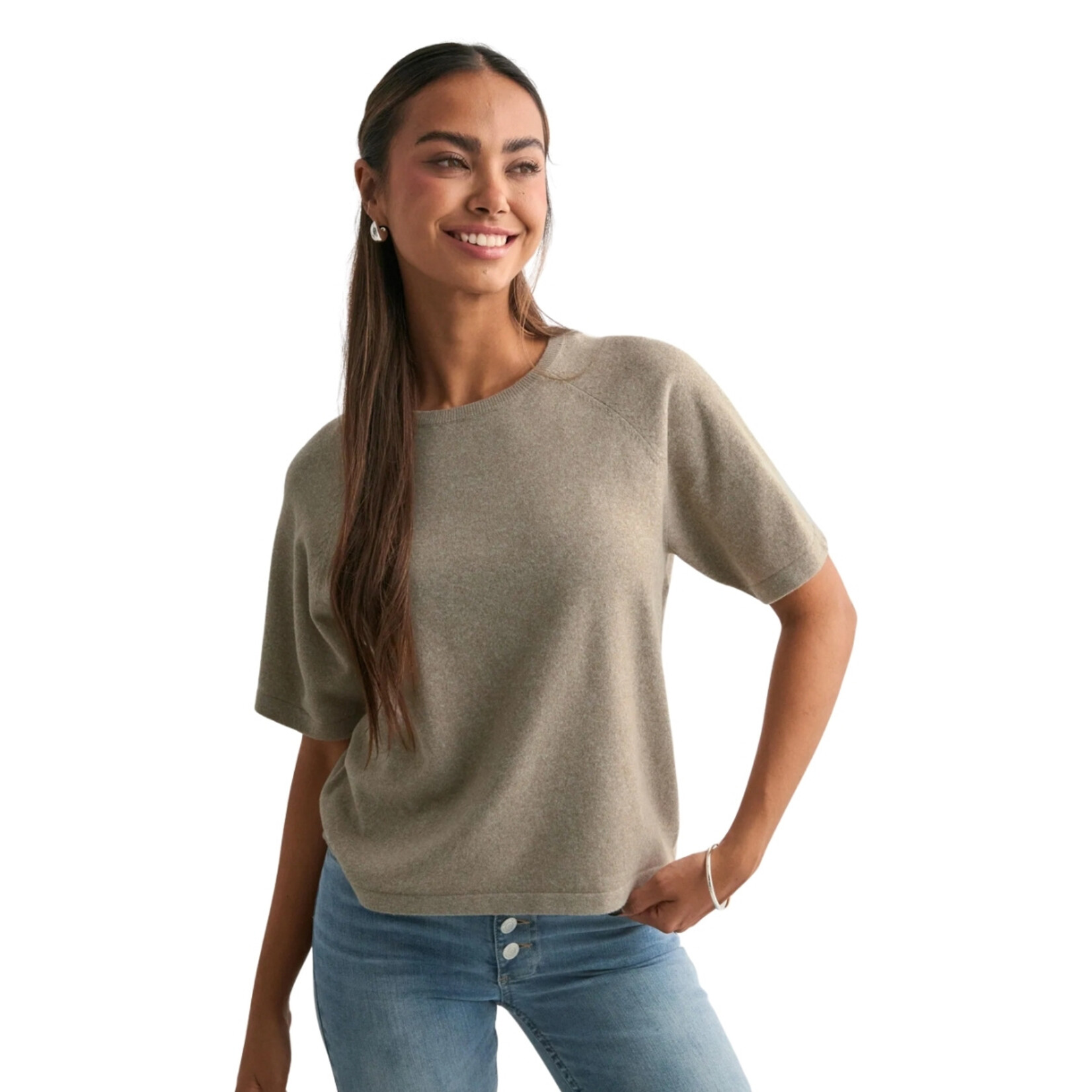 Pieces Brielle Short Sleeve Knit - Crockery
