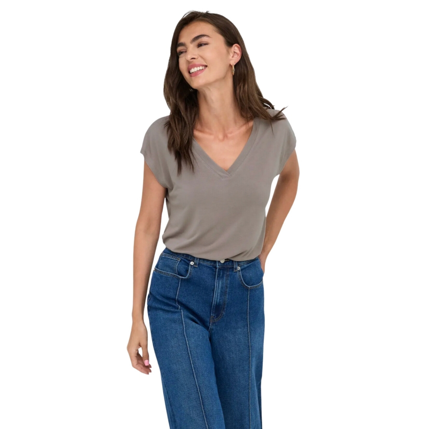 Only Liberty Modal V-Neck - Grey