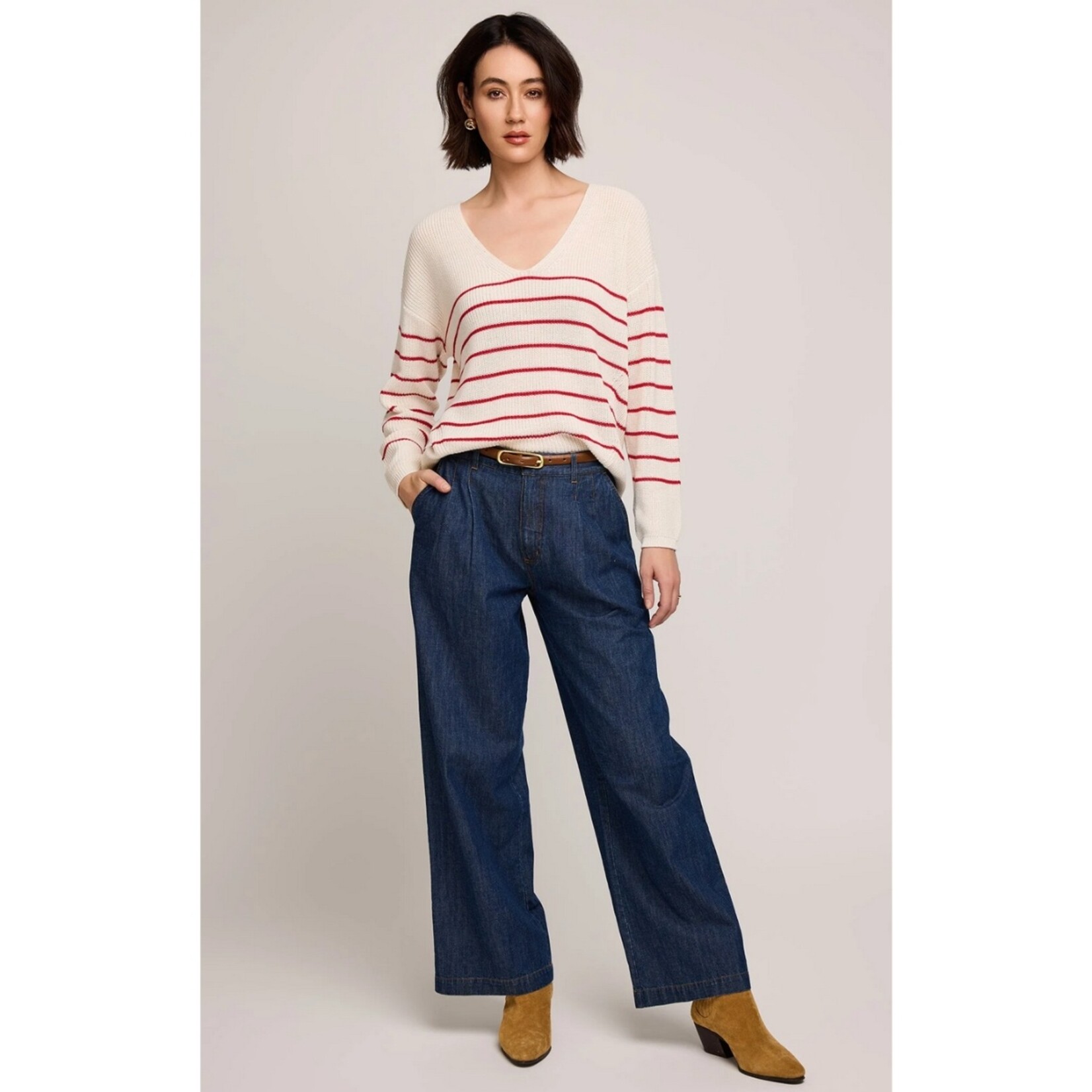 Gentle Fawn Tucker Striped V-Neck