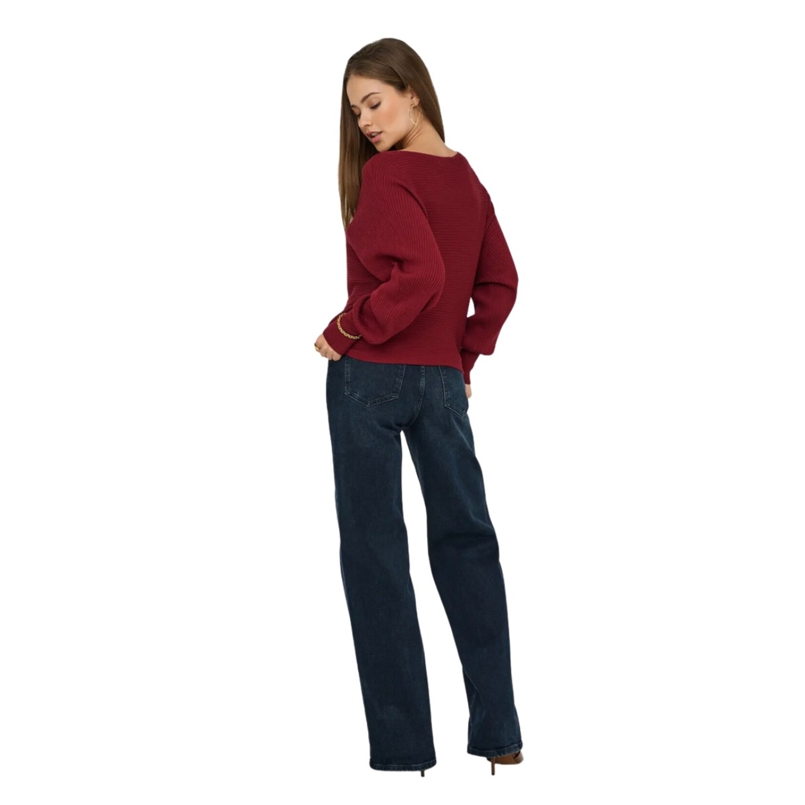 Only Addison Boatneck Rib Knit - Cabernet