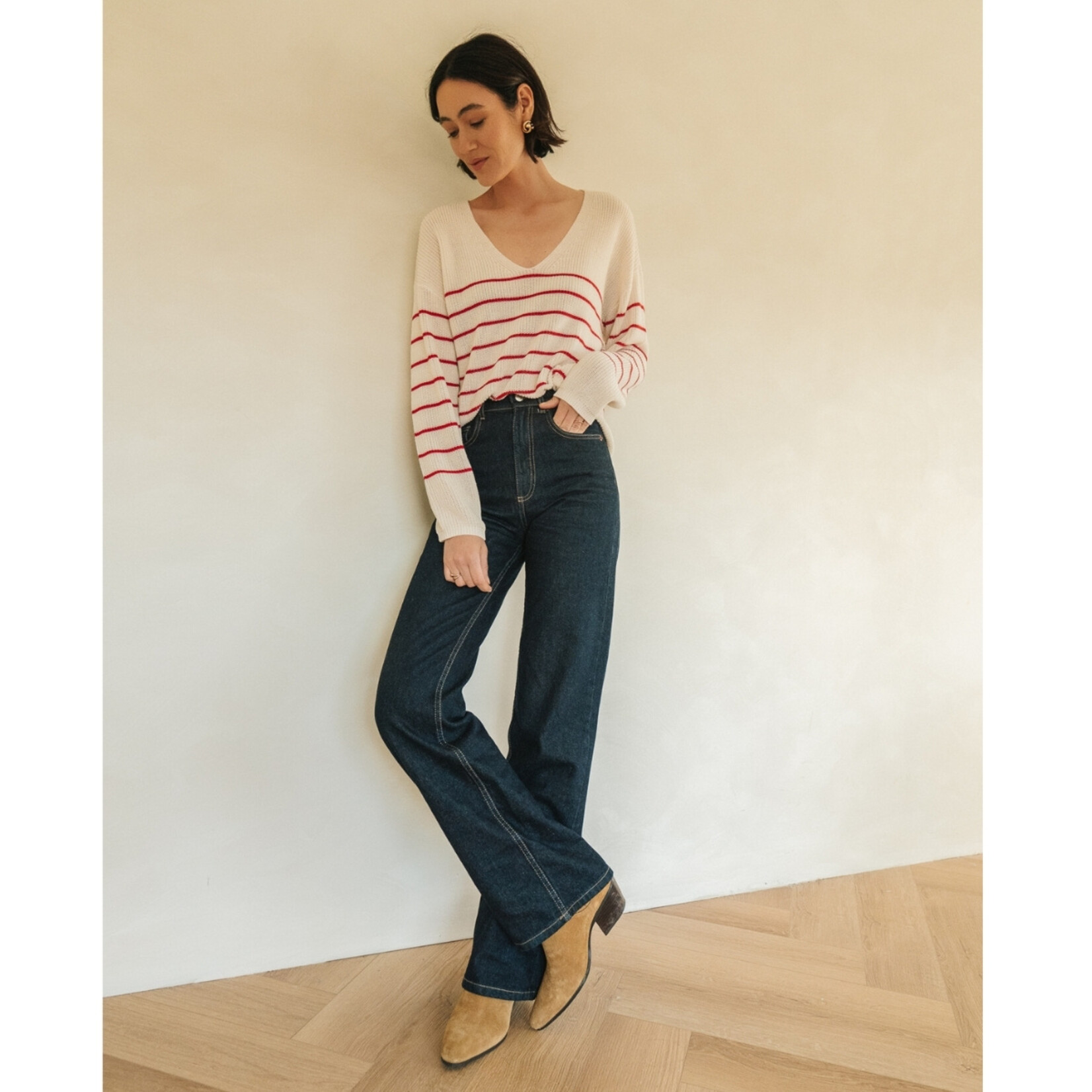 Gentle Fawn Tucker Striped V-Neck