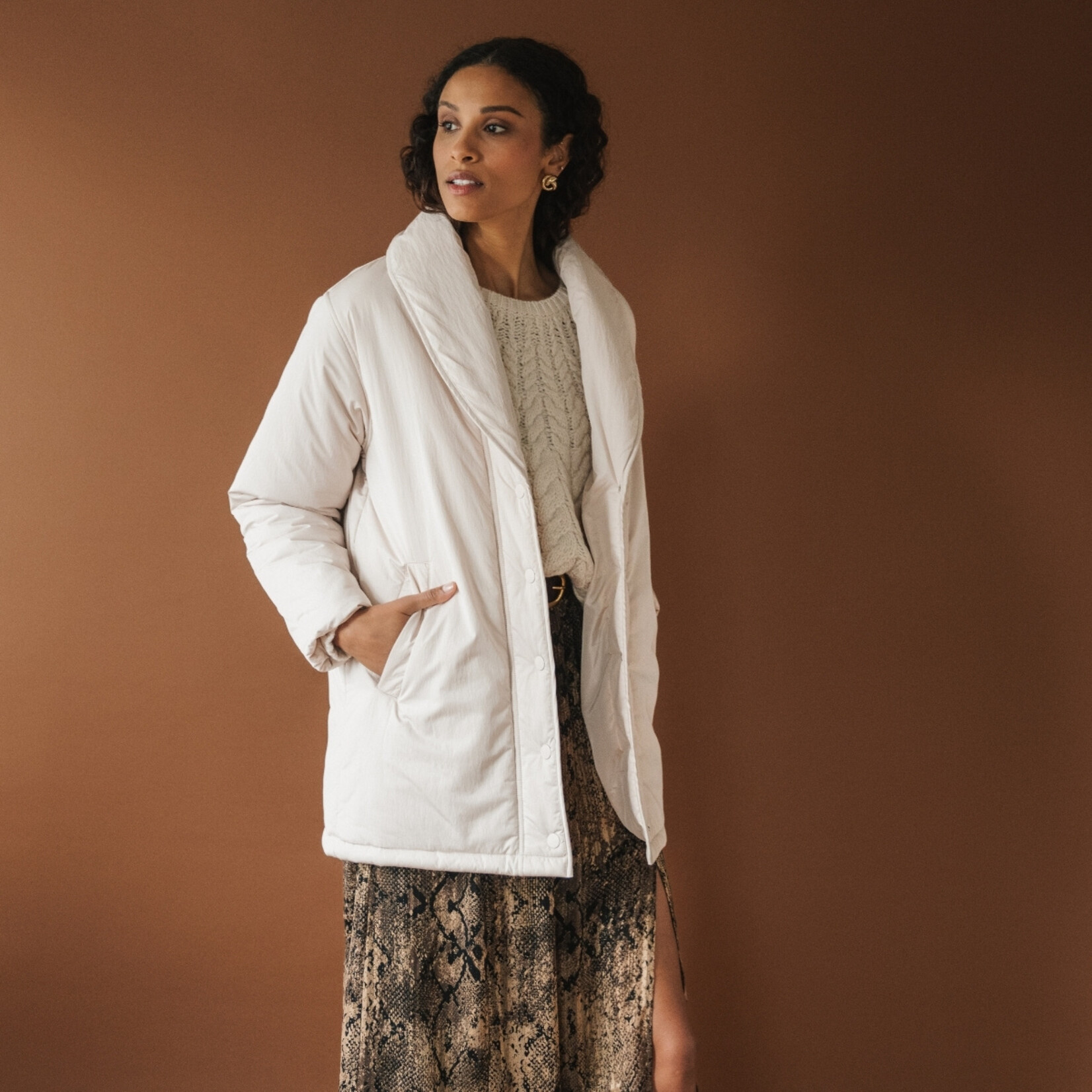 Gentle Fawn Davis Quilted Coat - Cream
