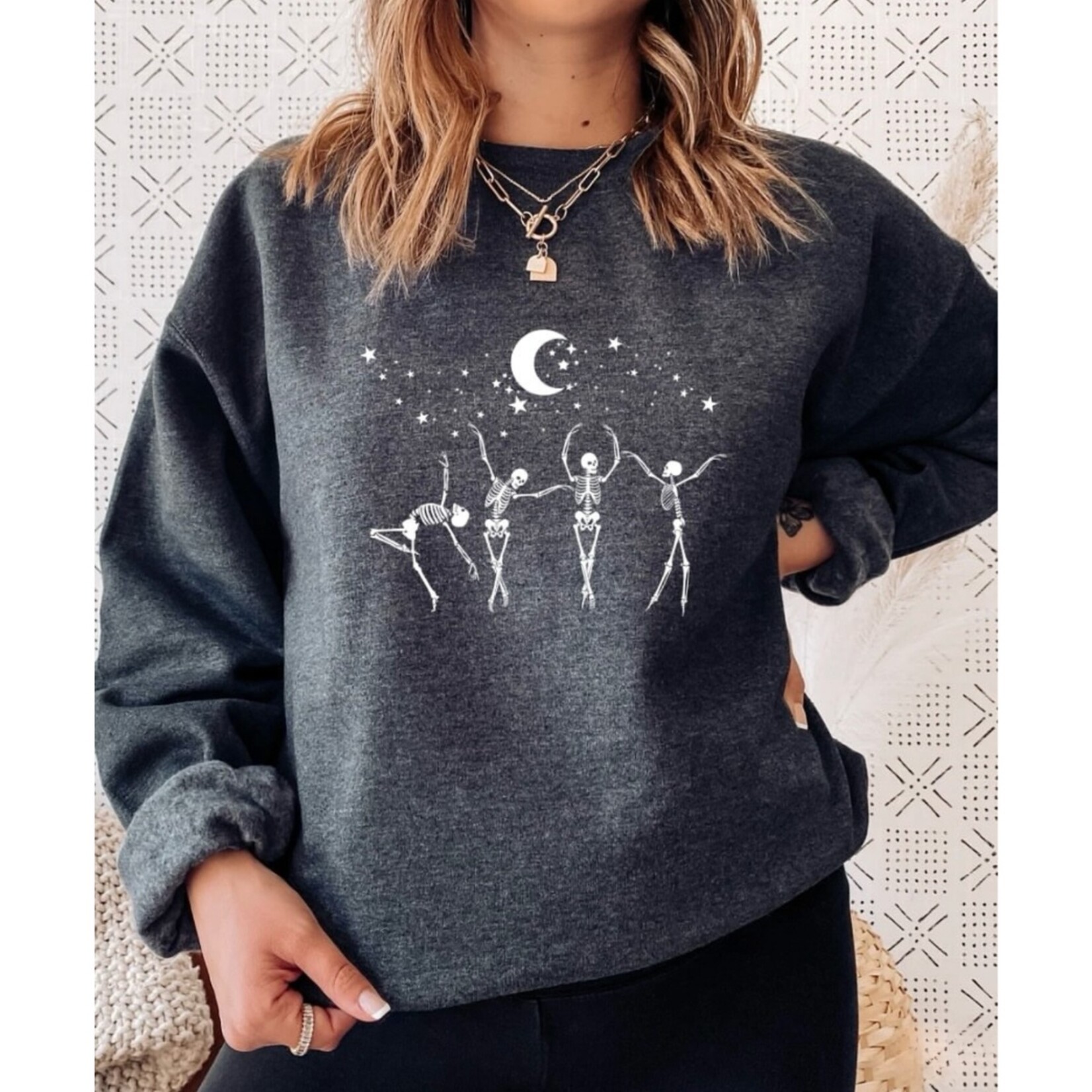 Wild Melon Designs Dancing Skeletons Crew Sweatshirt