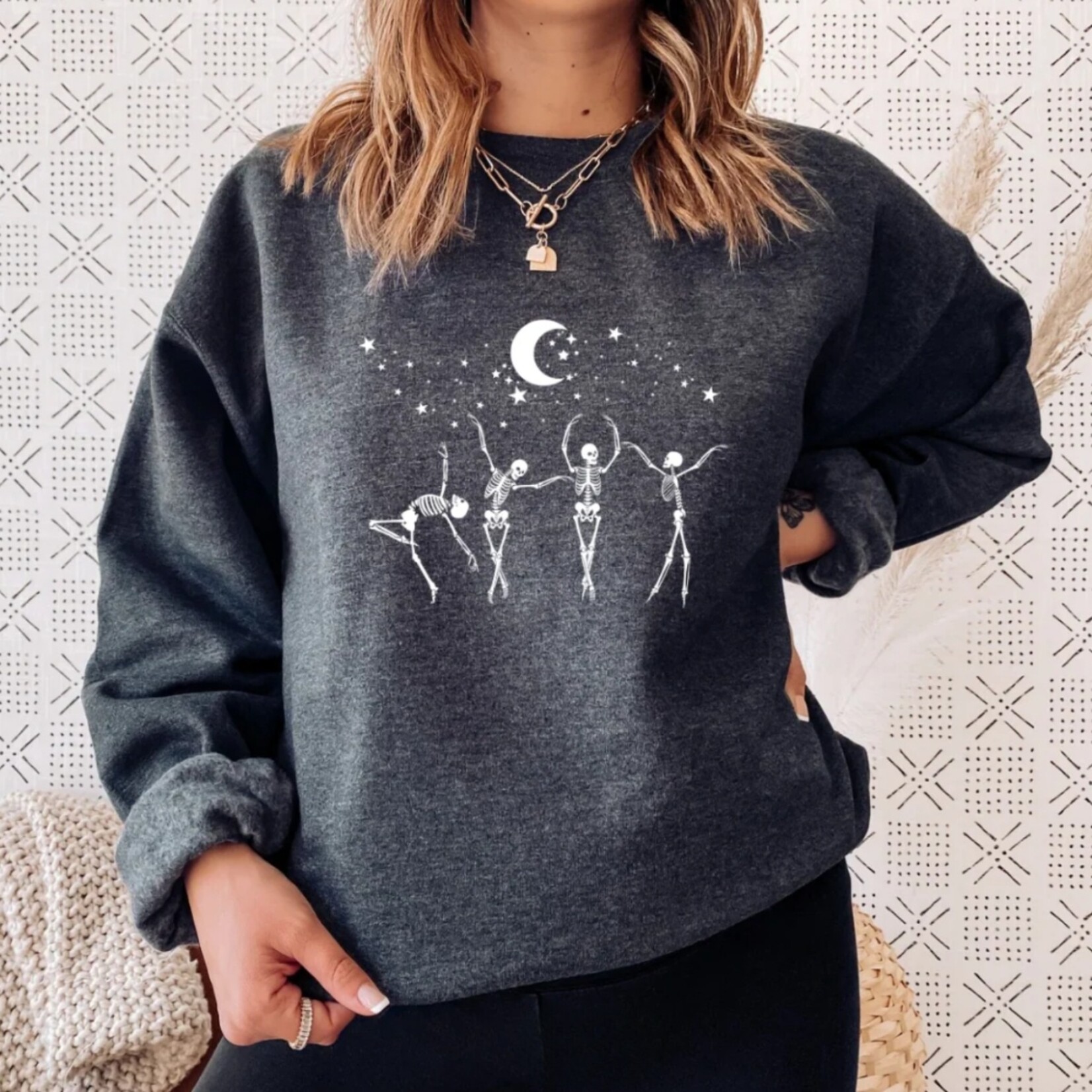 Wild Melon Designs Dancing Skeletons Crew Sweatshirt