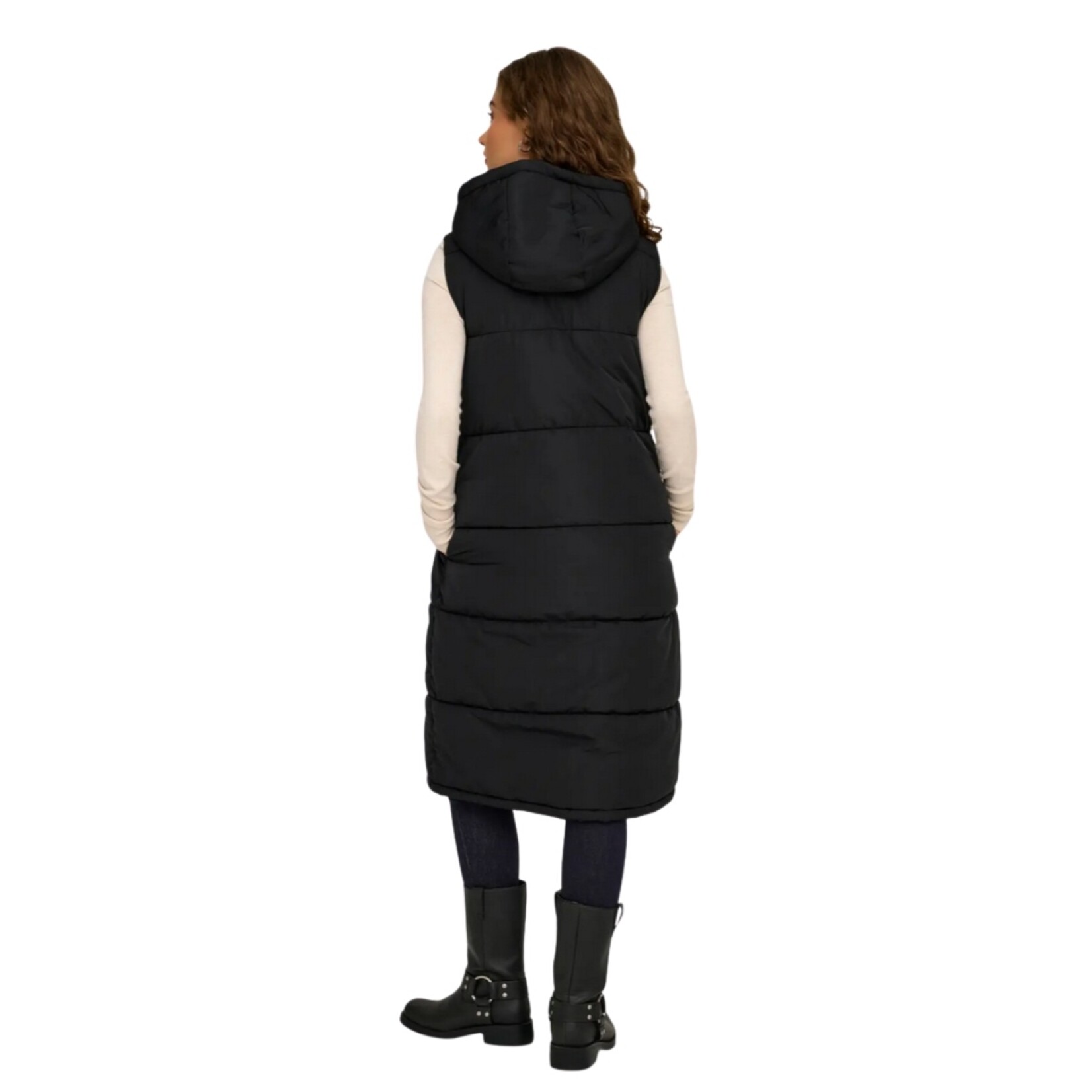 Only Britt Long Puffer Vest - Black
