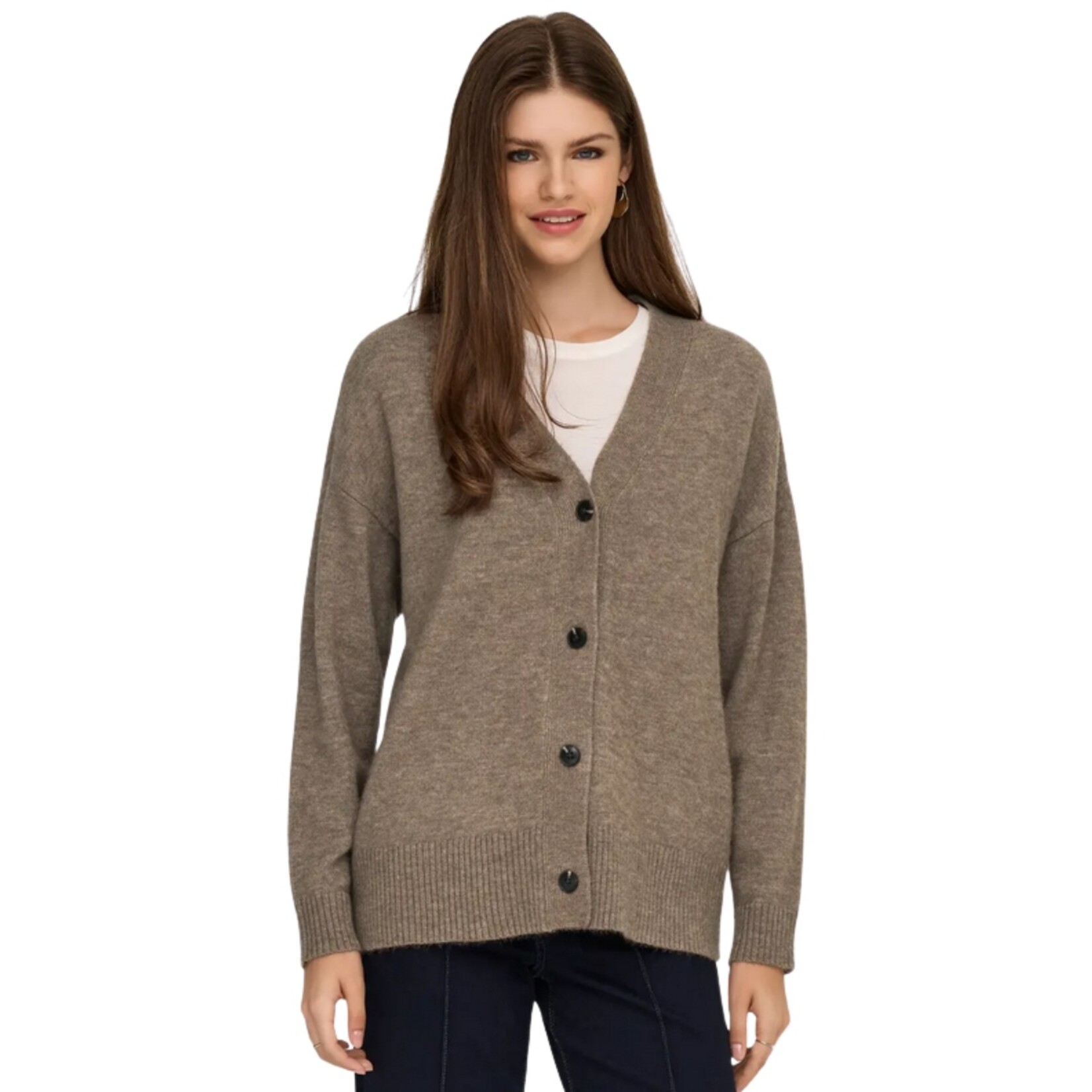 Only Whitney V-Neck Cardigan - Walnut