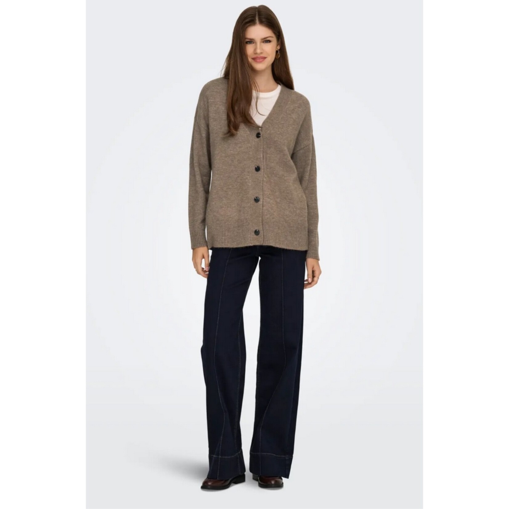 Only Whitney V-Neck Cardigan - Walnut