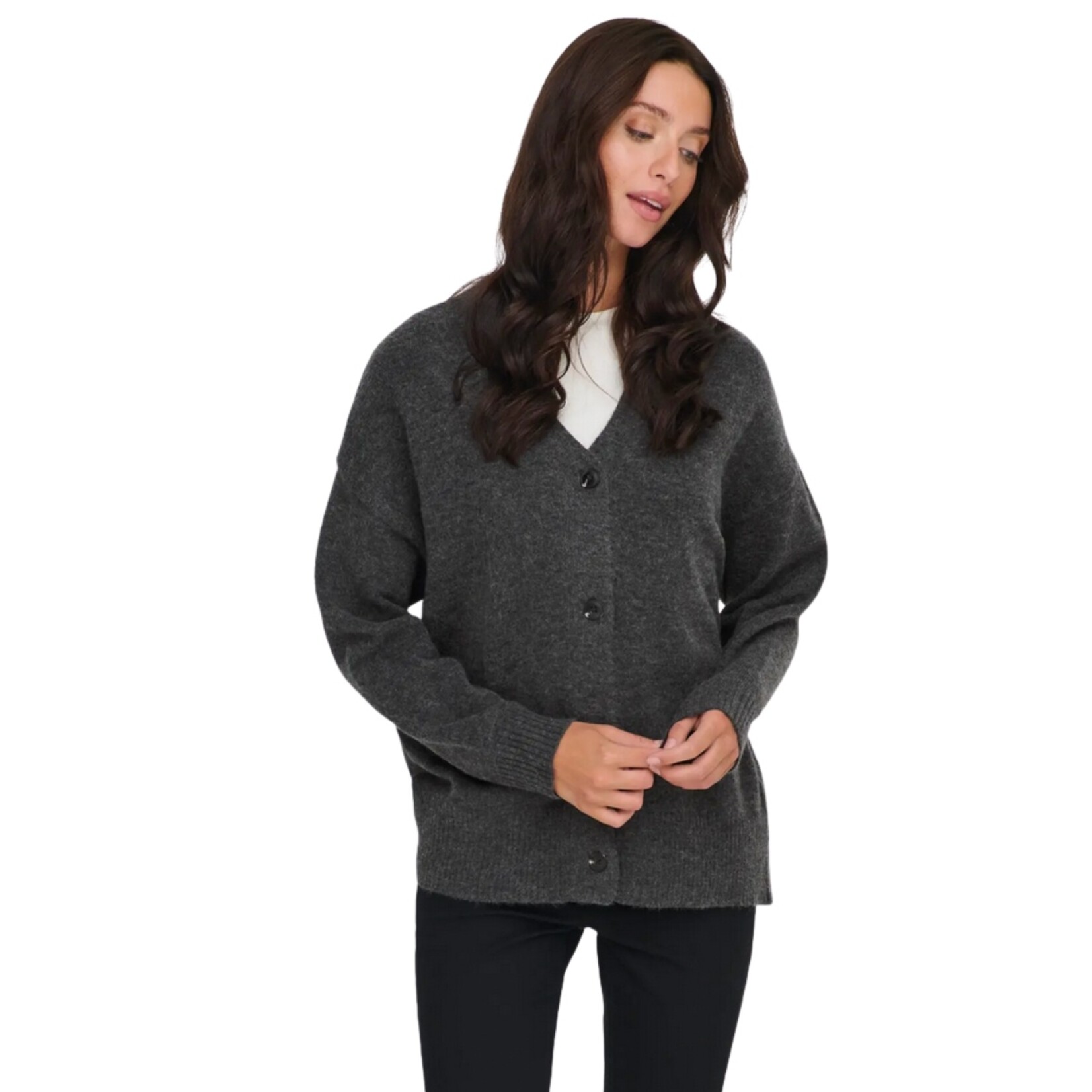 Only Whitney V-Neck Cardigan - Charcoal