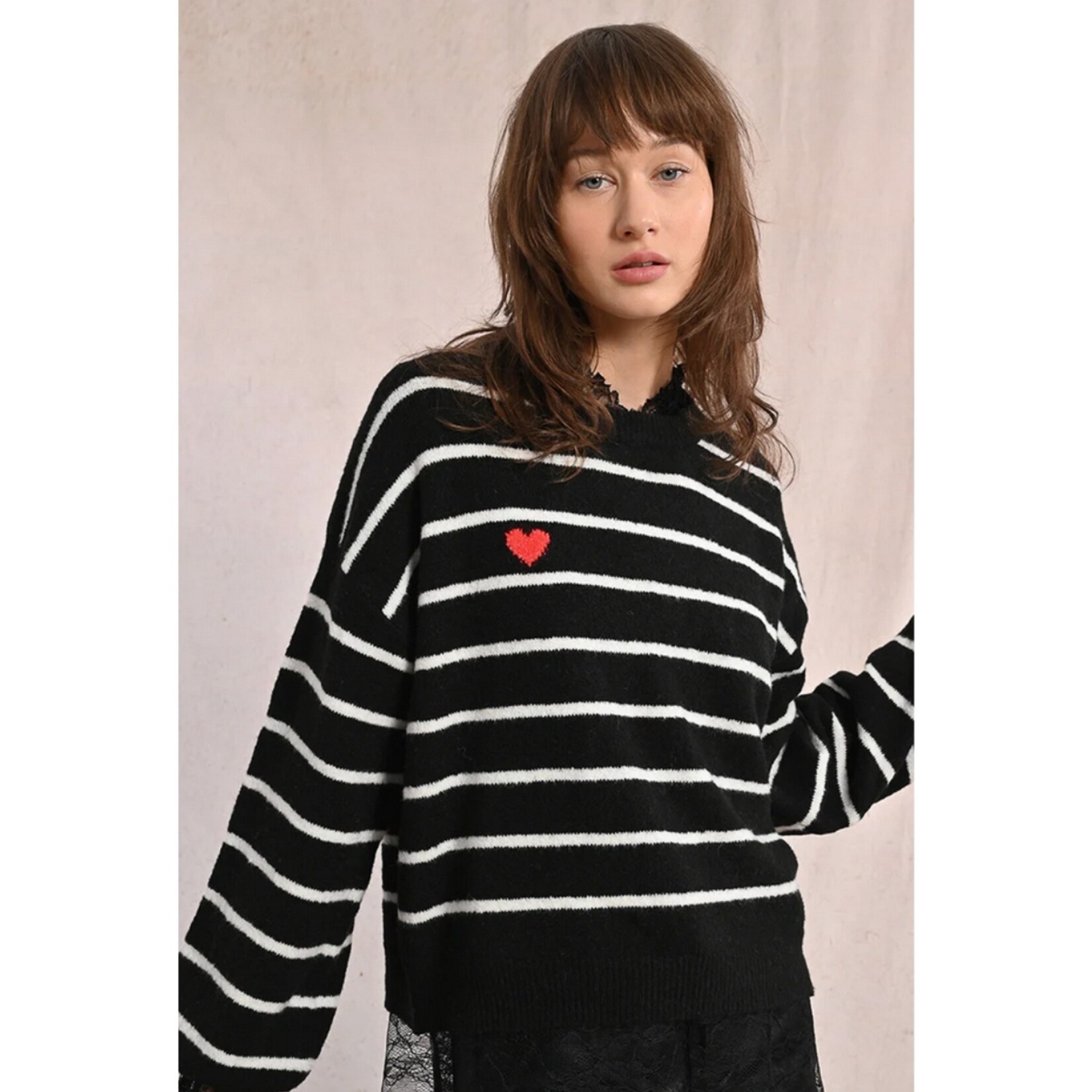 Molly Bracken Amber Striped Heart Knit
