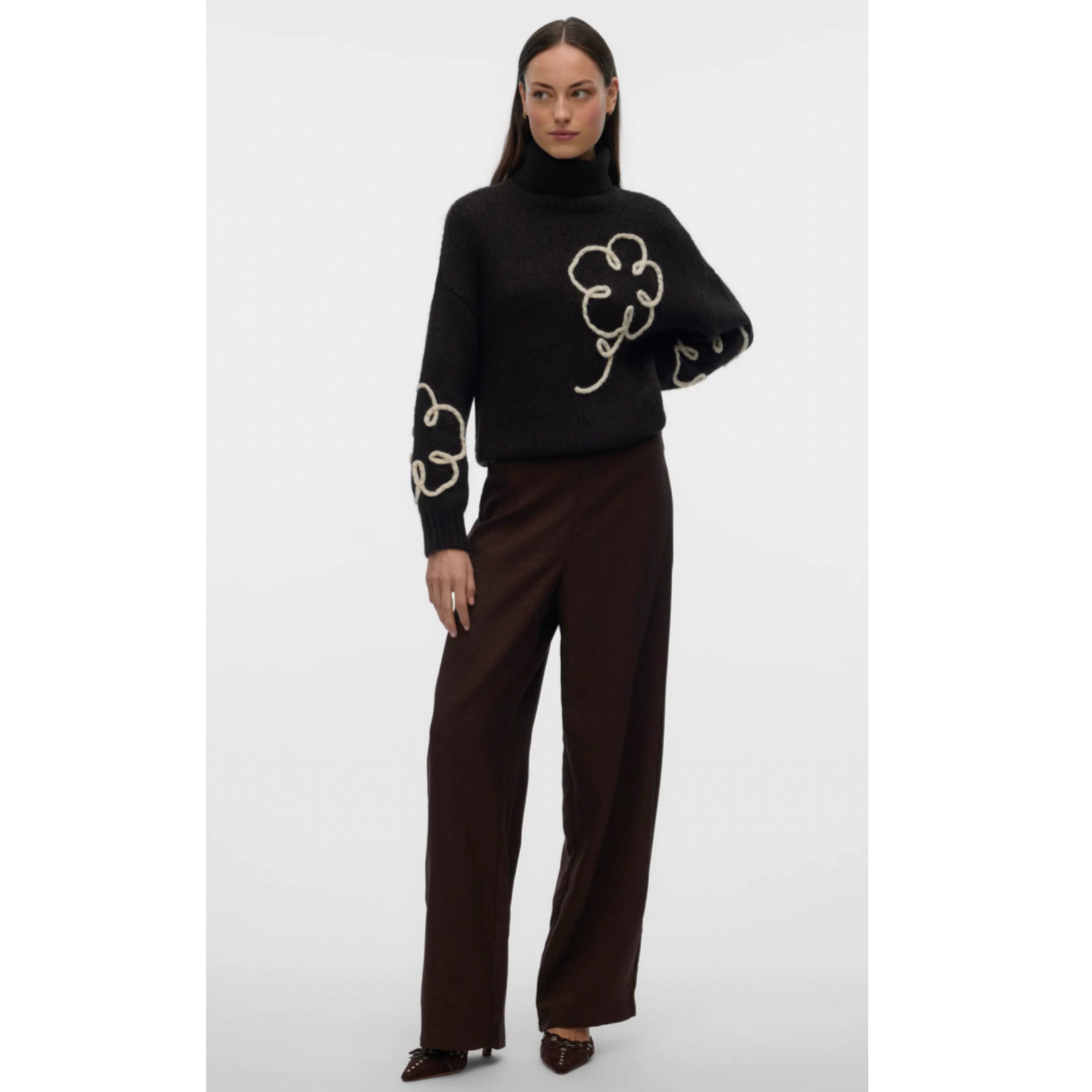 Vero Moda Flora Rollneck Knit - Chocolate