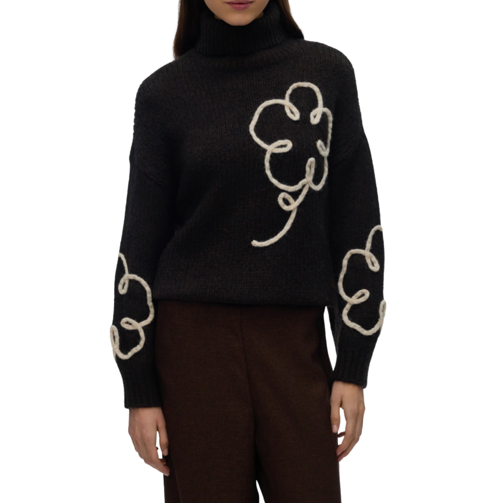 Vero Moda Flora Rollneck Knit - Chocolate
