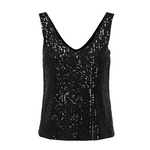 Only Evie V-Neck Sequin Top - Black