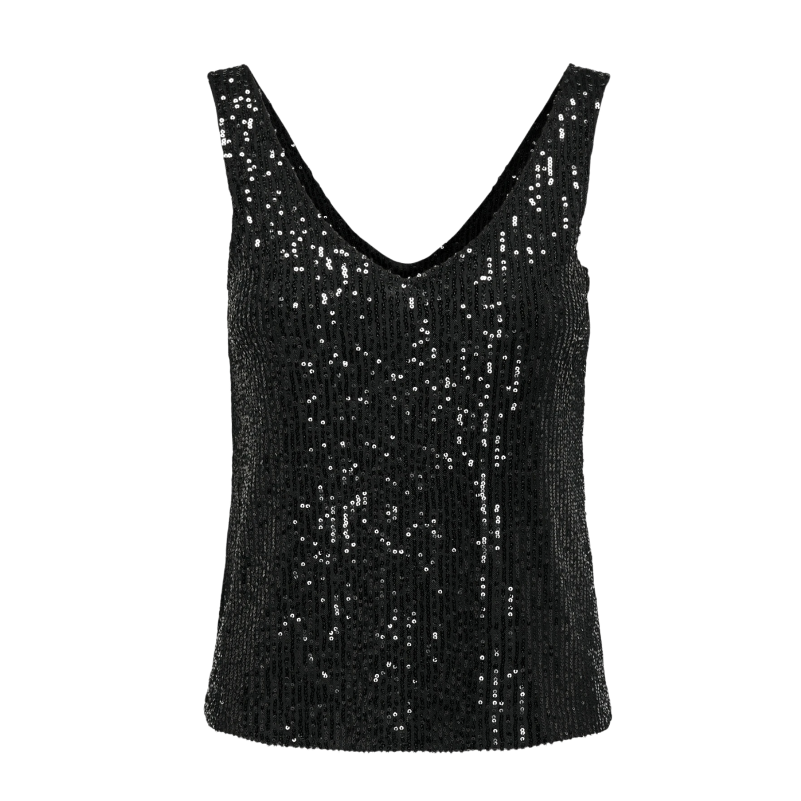 Only Evie V-Neck Sequin Top - Black