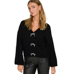 Only Adele Bow Knit Cardi - Black