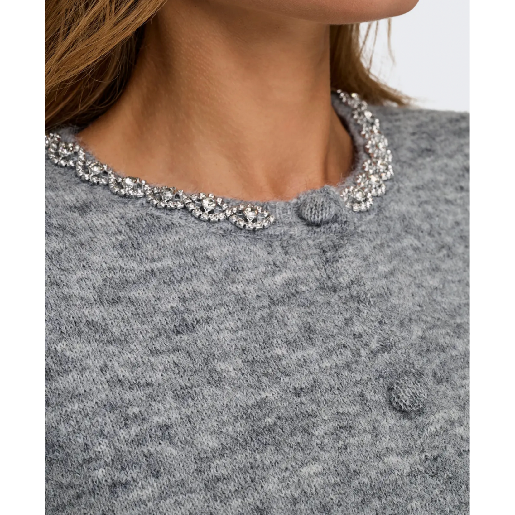 JDY Frost Embellished Cardigan - Grey