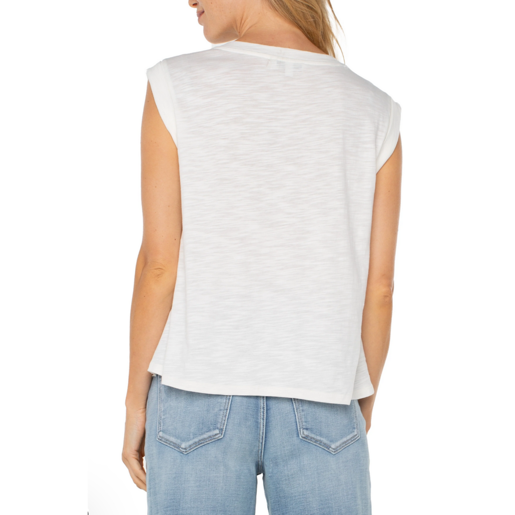 Liverpool Nina Sleeveless Mix Top - Whipped Cream