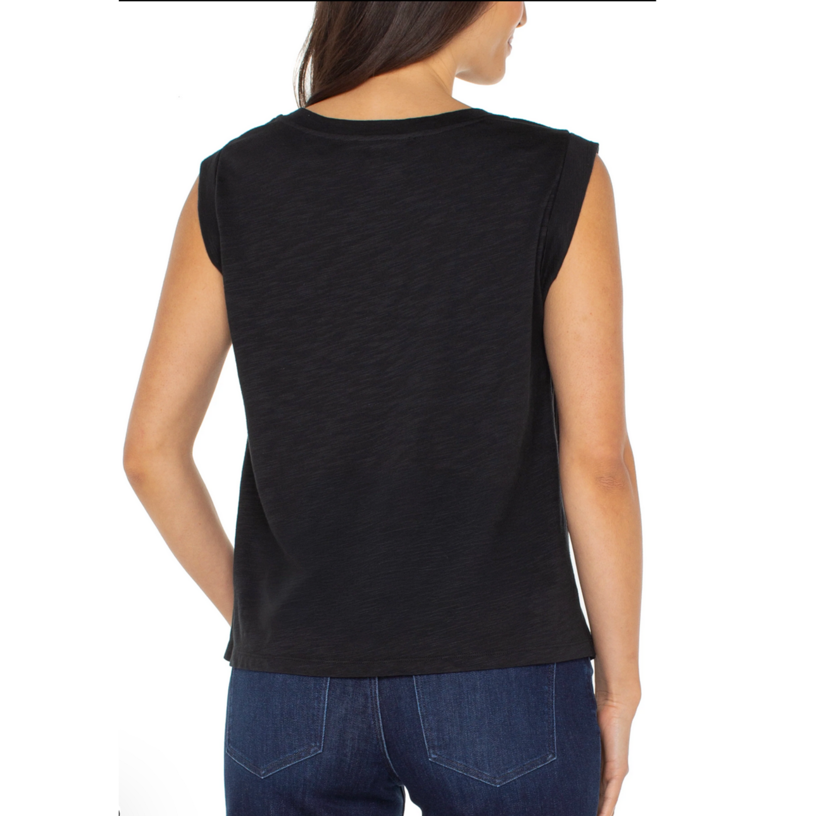 Liverpool Nina Sleeveless Mix Top - Black