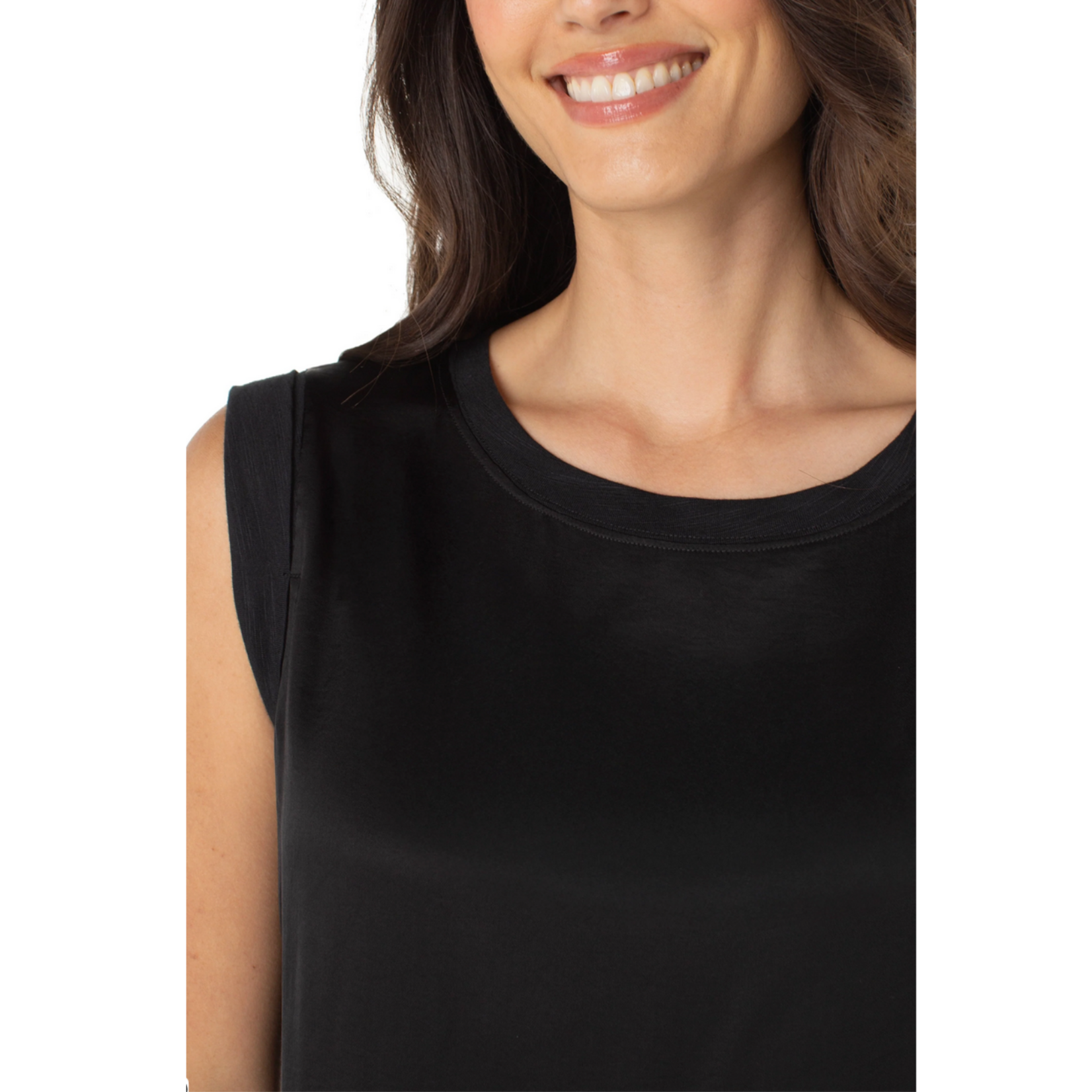 Liverpool Nina Sleeveless Mix Top - Black
