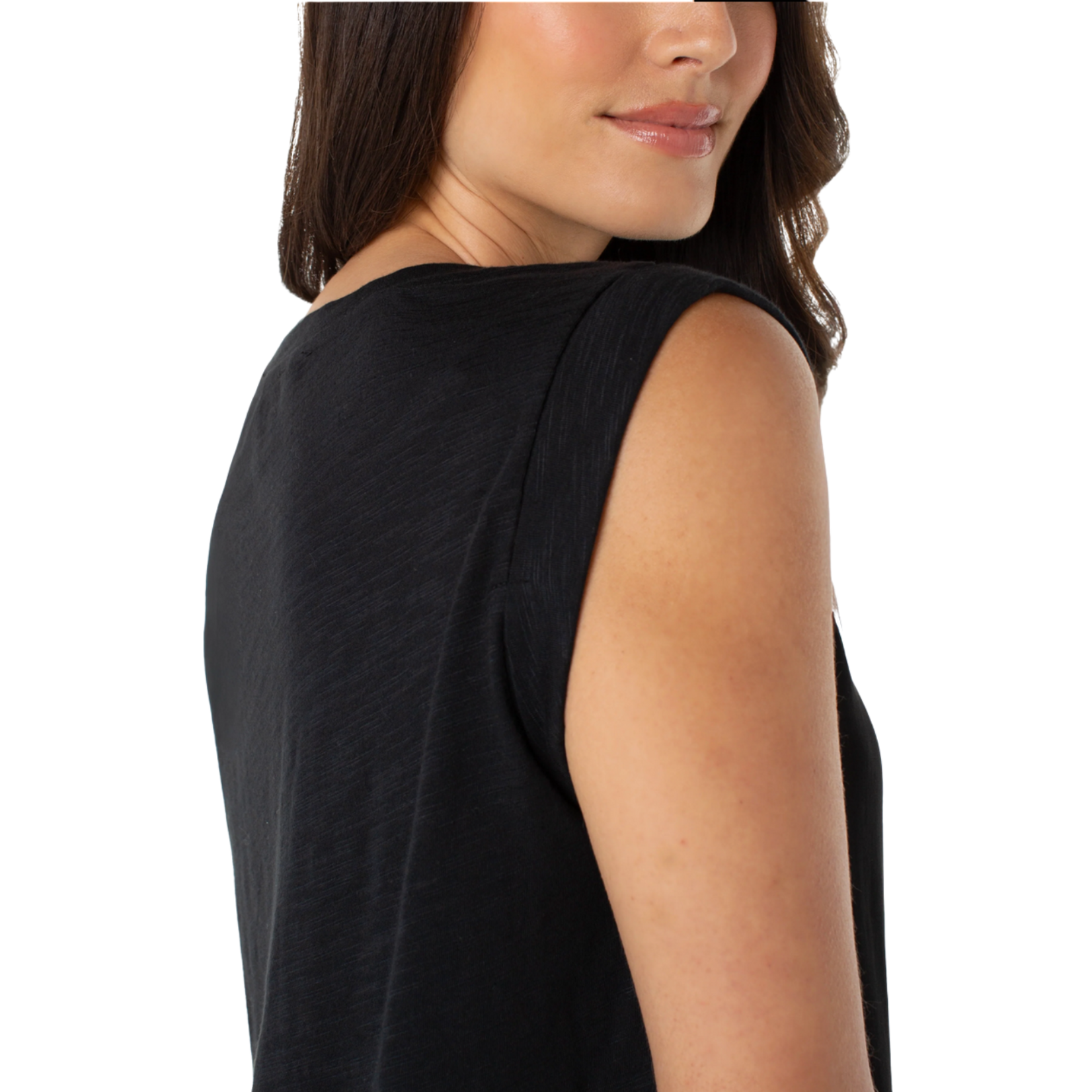 Liverpool Nina Sleeveless Mix Top - Black