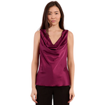 Molly Bracken Violet Satin Cowl Neck Top - MULBERRY
