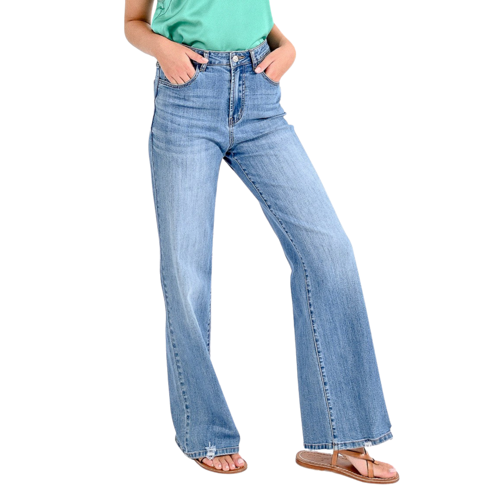 Molly Bracken Mica Wide Leg Denim - Mid Blue