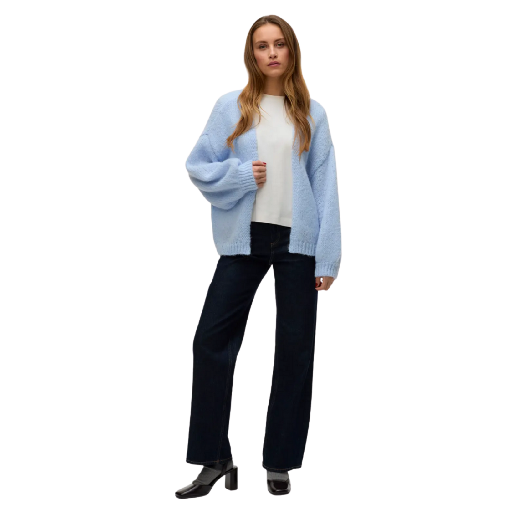 Vero Moda Loft Open Cardigan - Dusty Blue