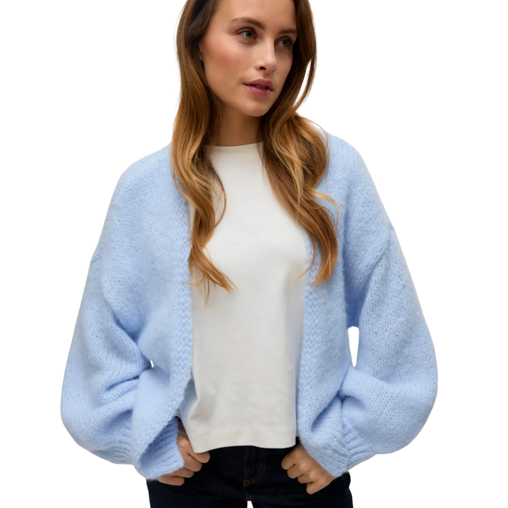 Vero Moda Loft Open Cardigan - Dusty Blue