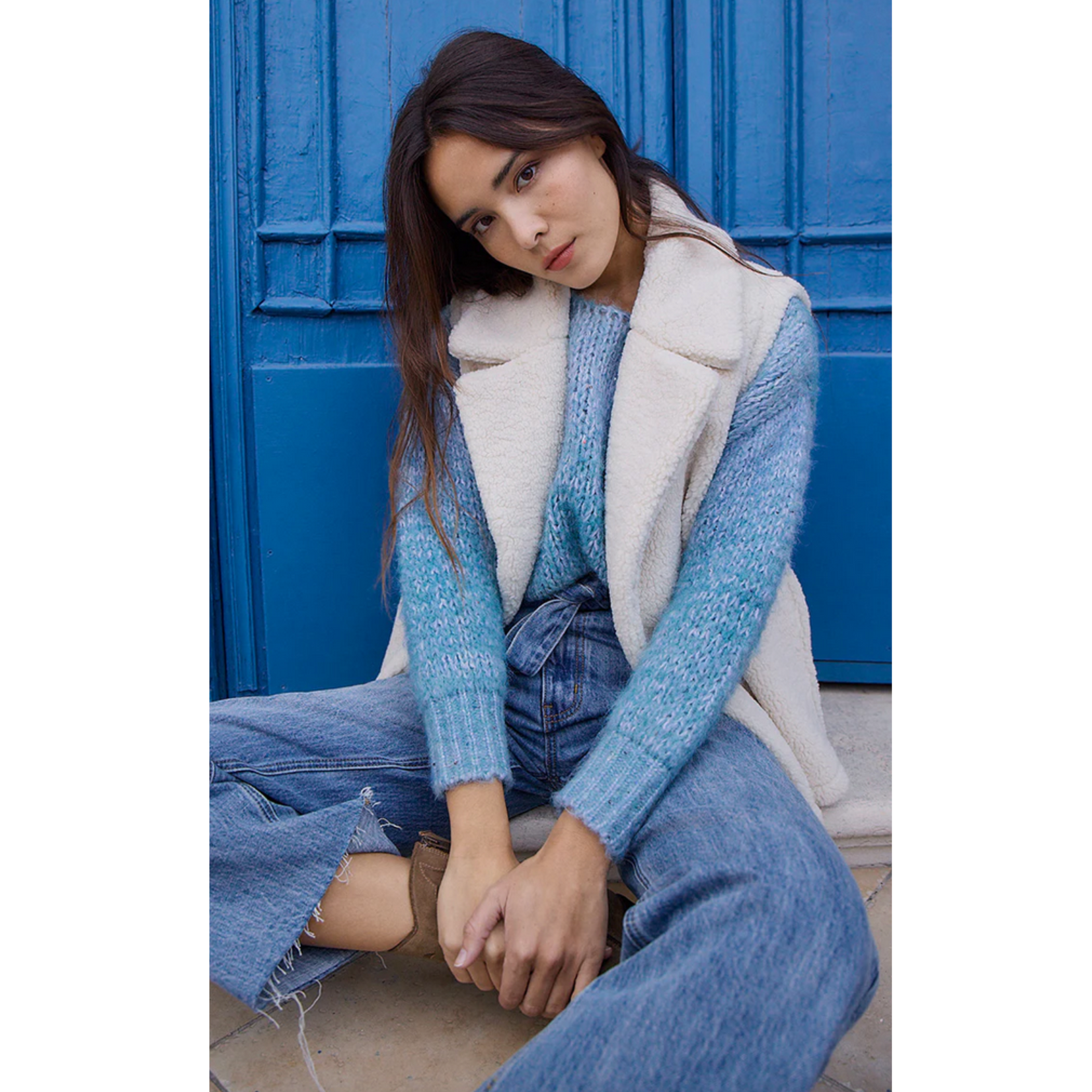 Molly Bracken Colby Teddy Vest - Cream