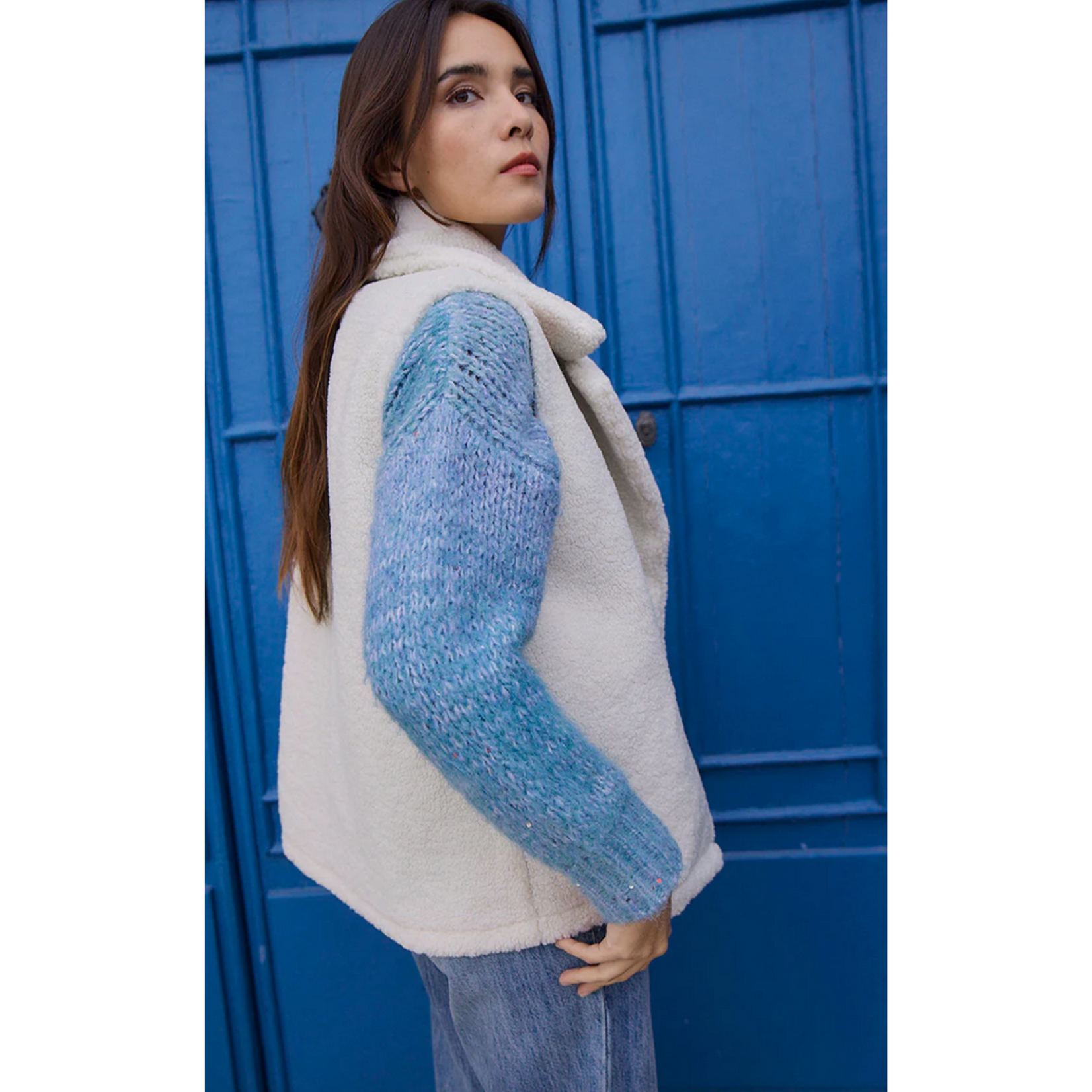 Molly Bracken Colby Teddy Vest - Cream