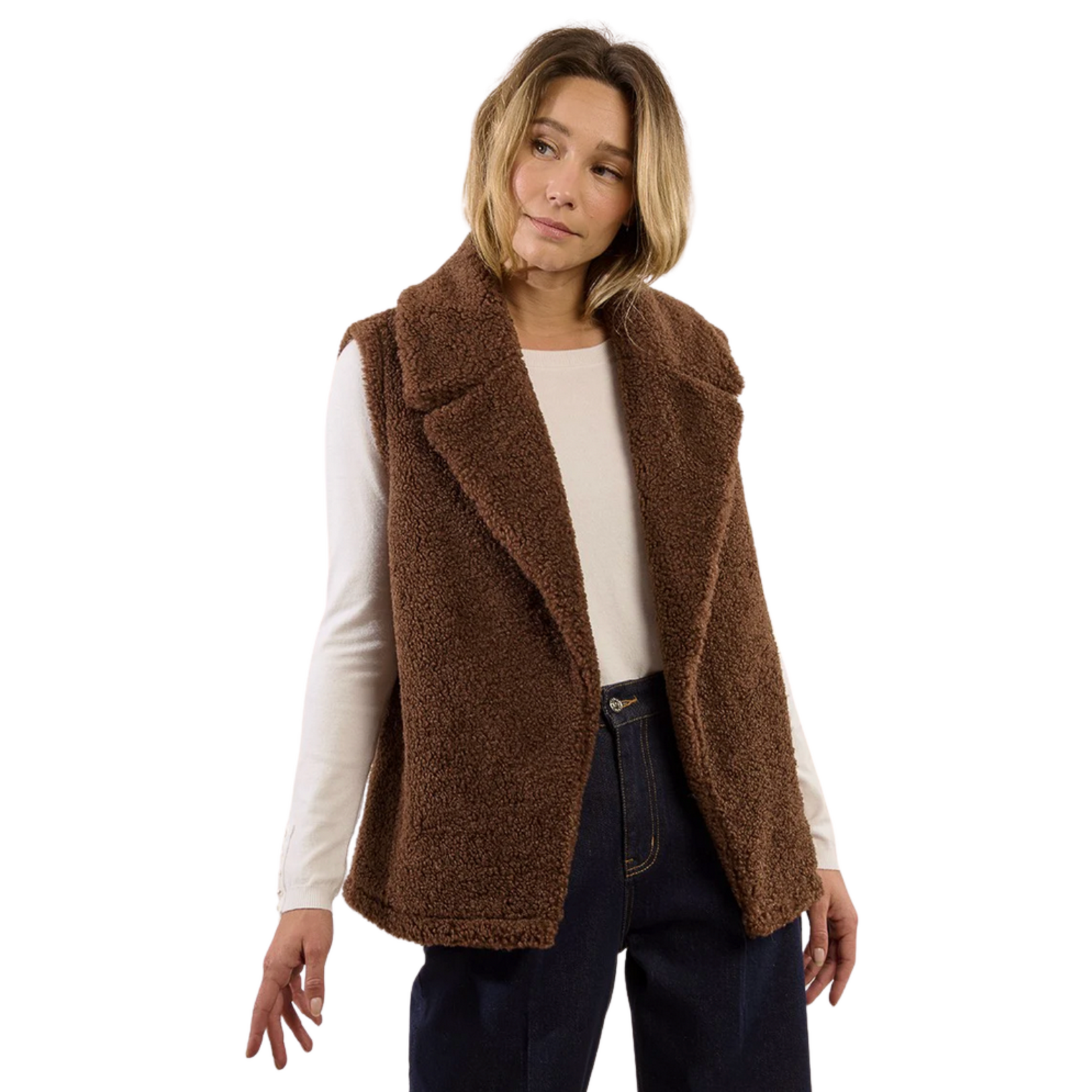 Molly Bracken Colby Teddy Vest - Chestnut