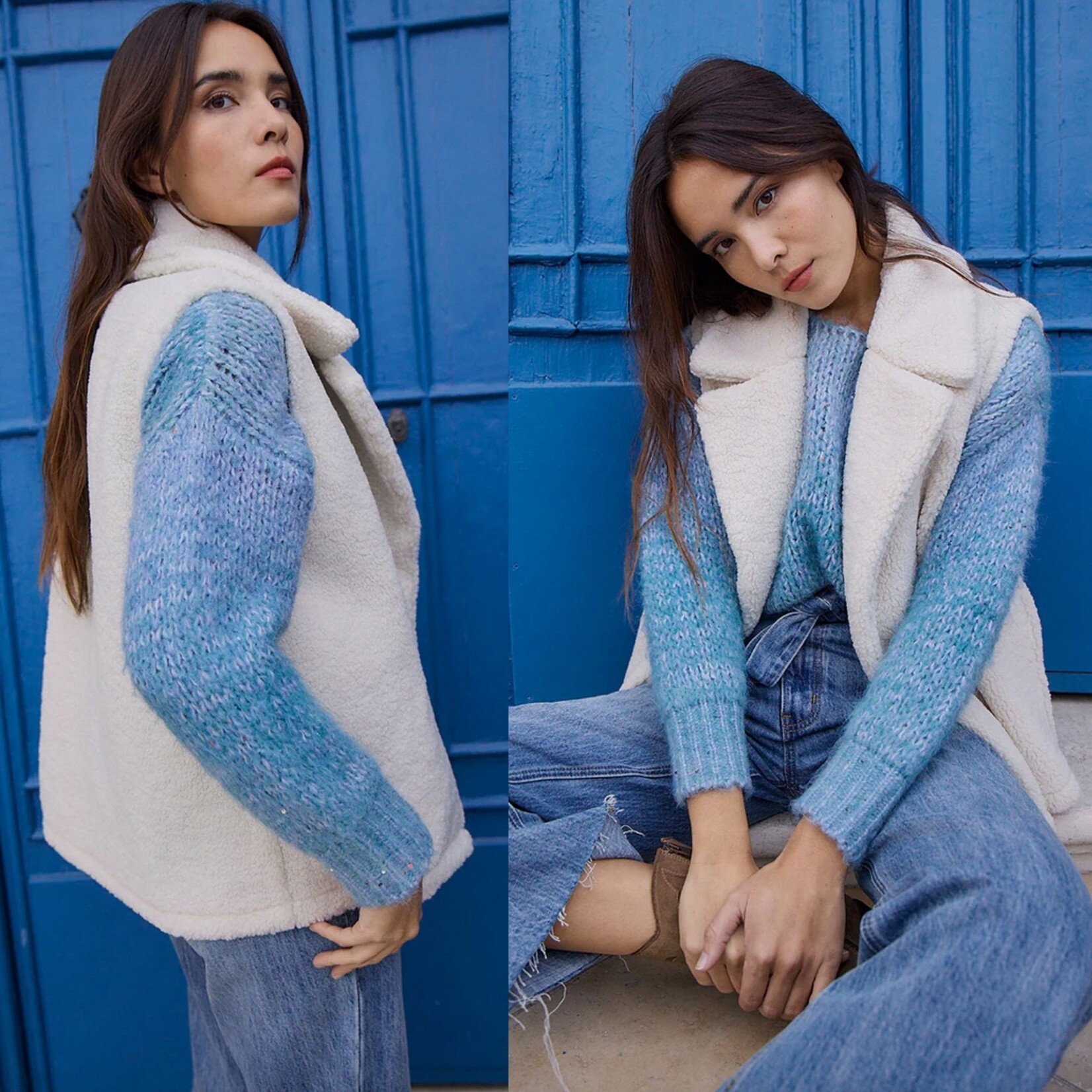 Molly Bracken Colby Teddy Vest - Cream