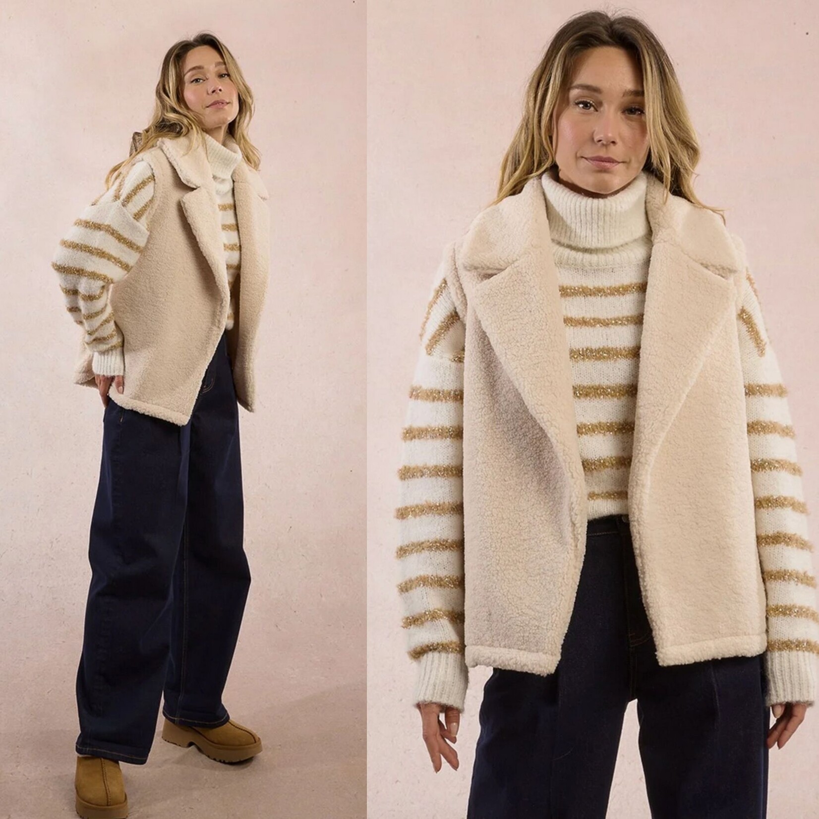 Molly Bracken Colby Teddy Vest - Cream