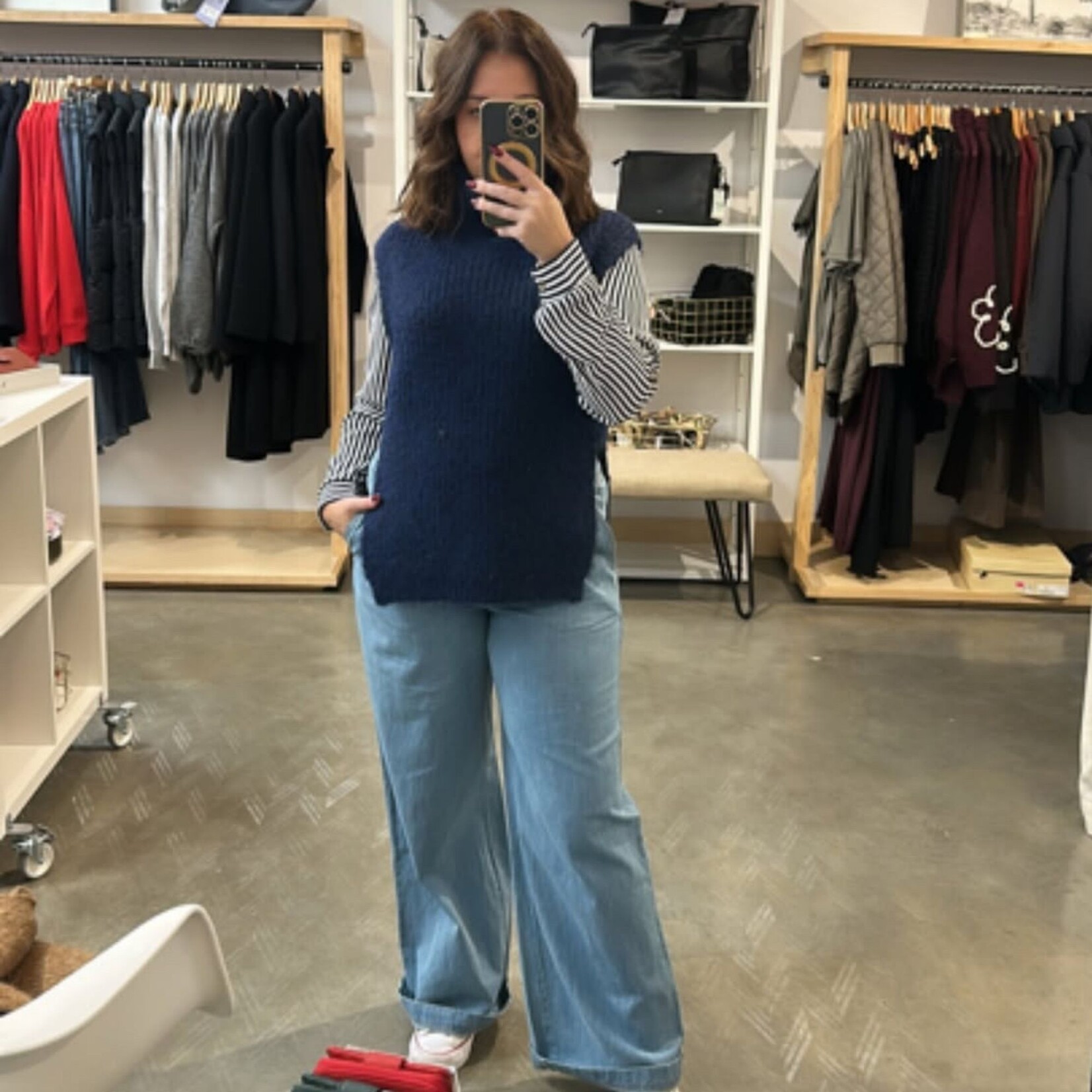 JDY Sydney Striped Top - Navy