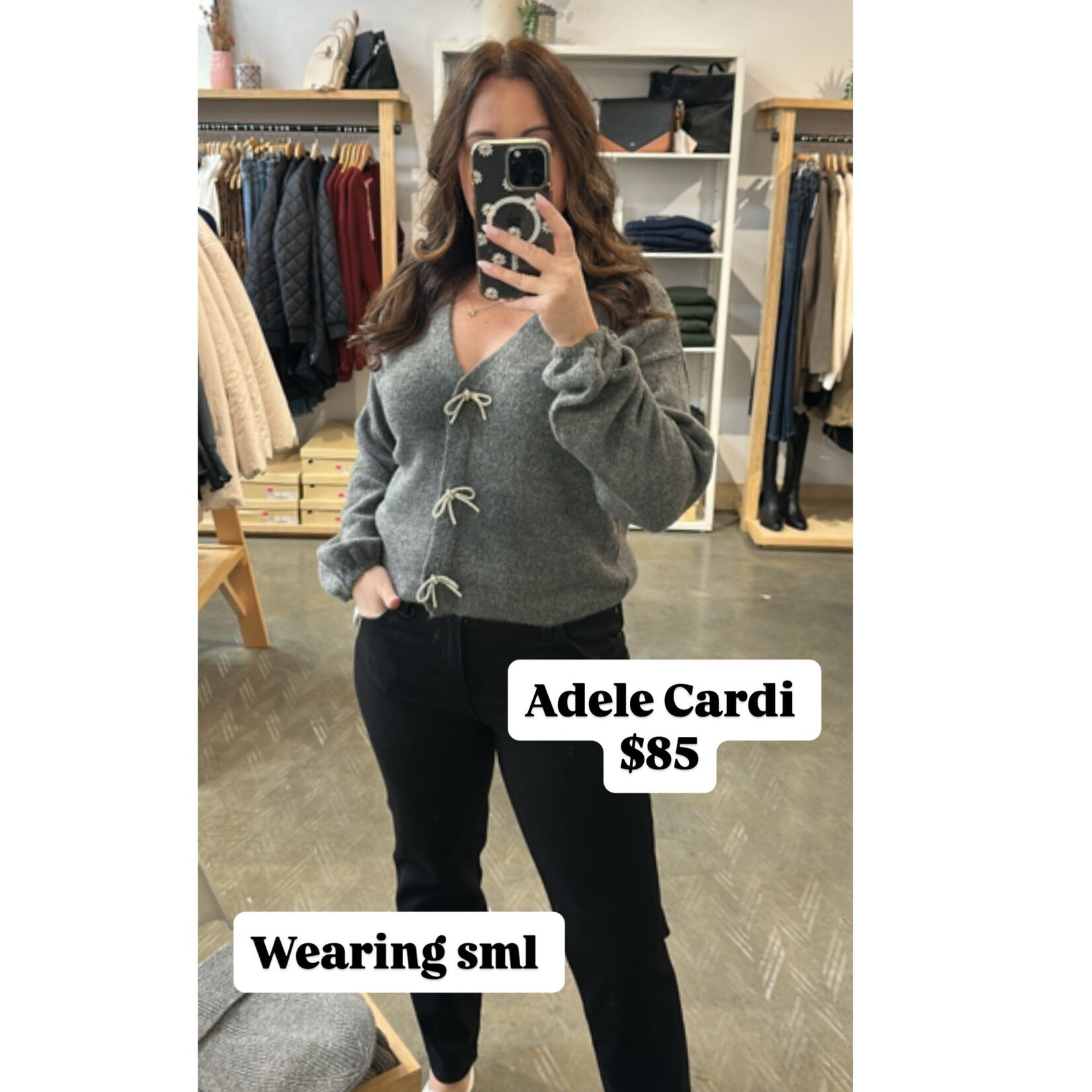 Only Adele Bow Knit - Grey