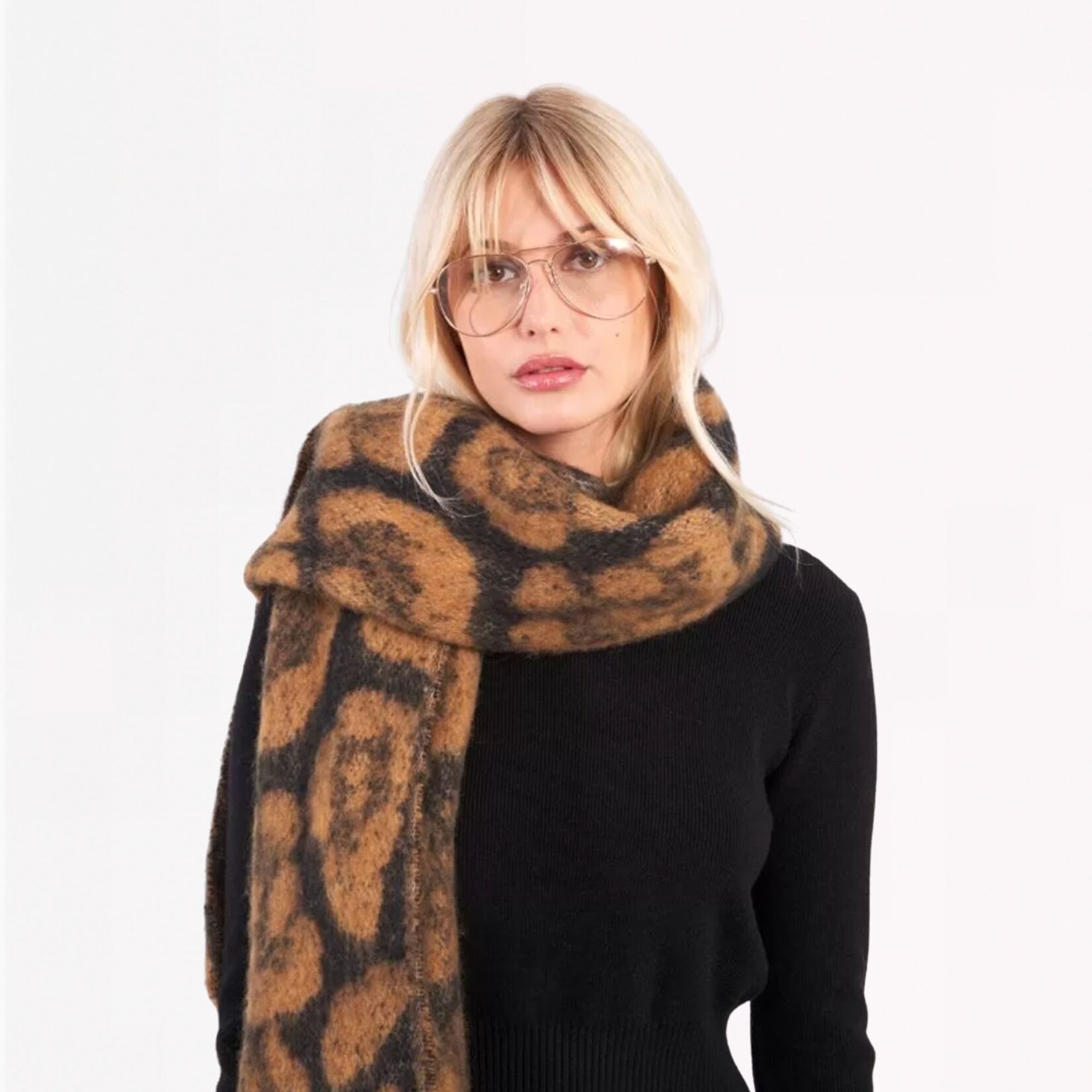 Molly Bracken Cozy Leopard Scarf - Camel