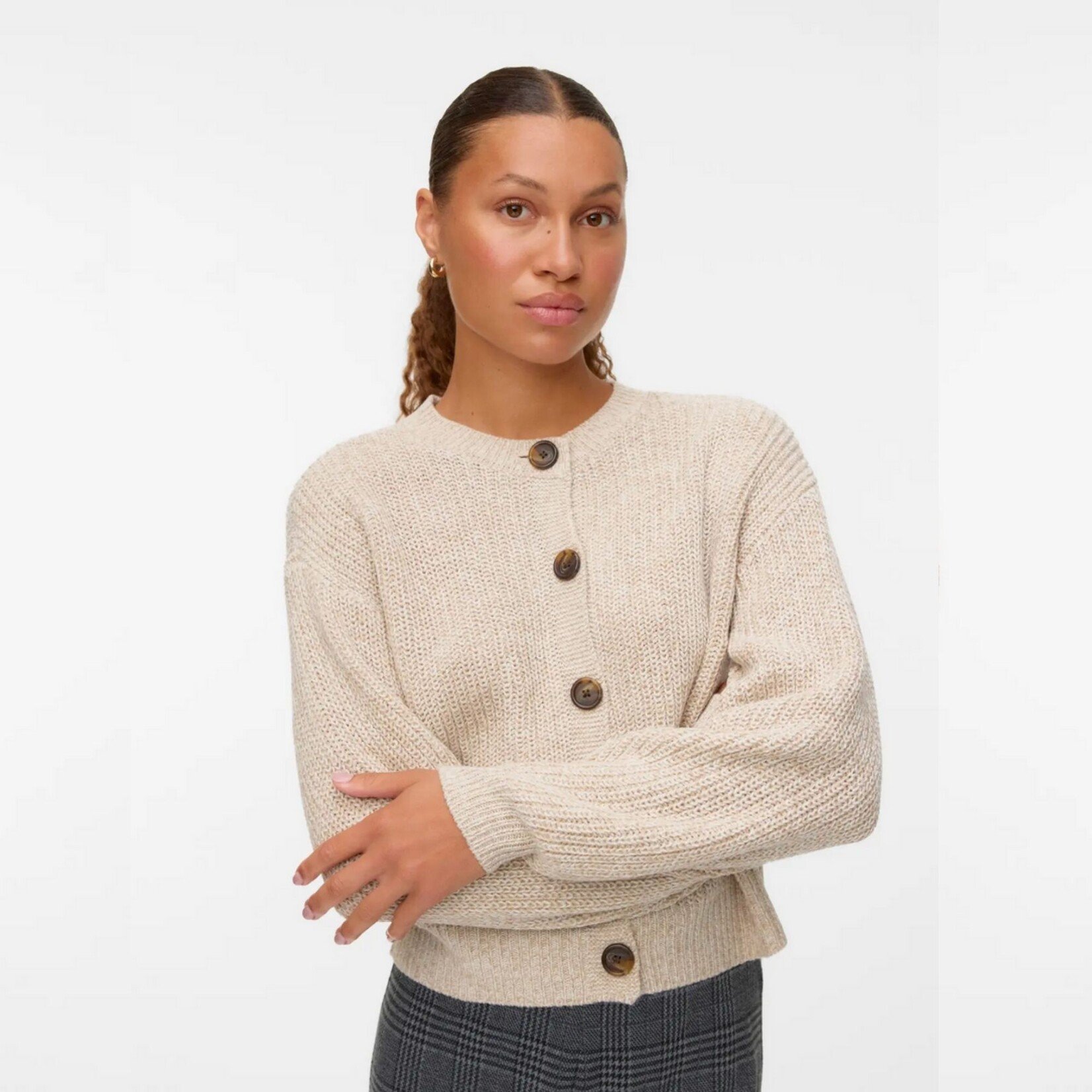 Vero Moda Charlie Crew Cardi - Pebble
