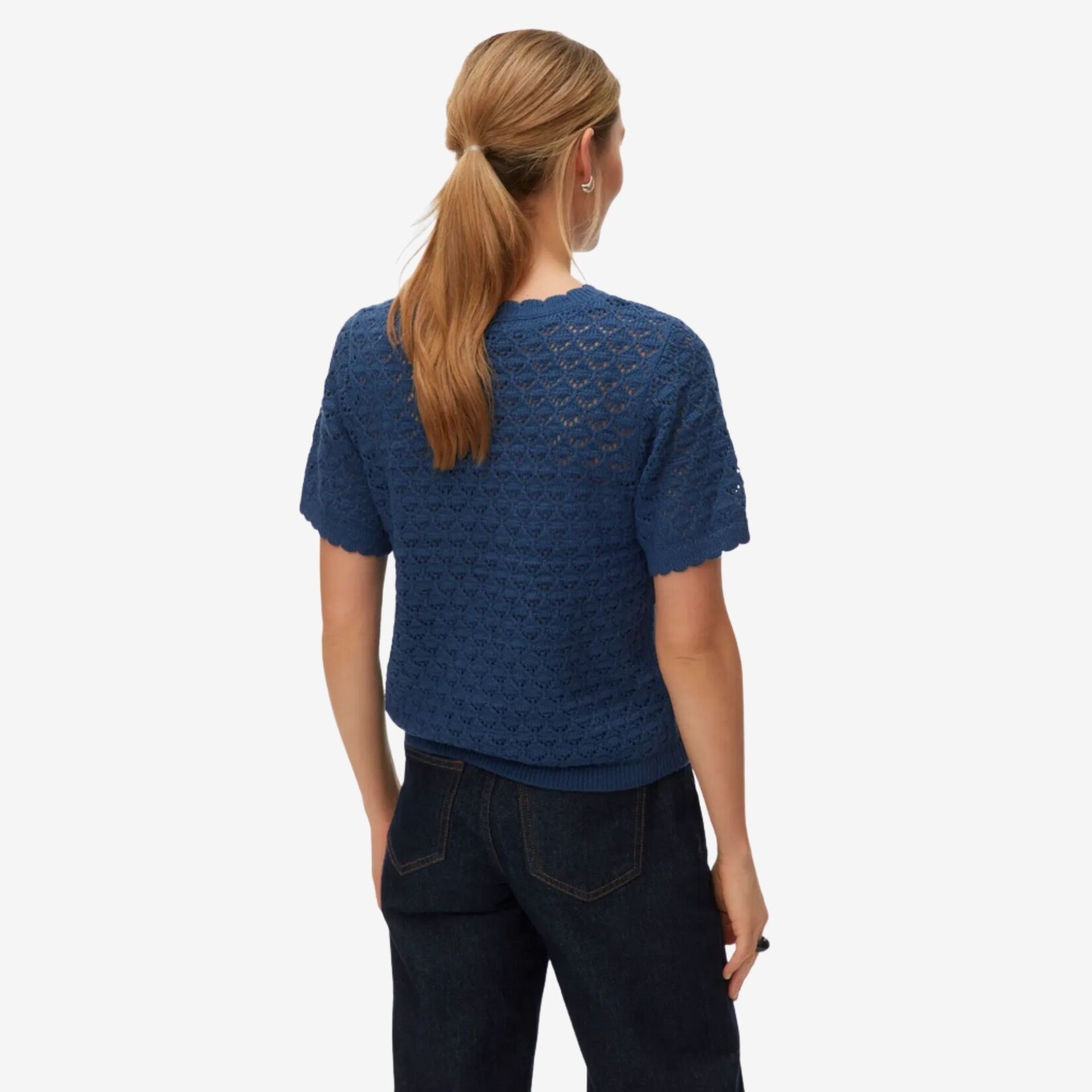 Vero Moda Melody Scalloped Top - Dark Denim