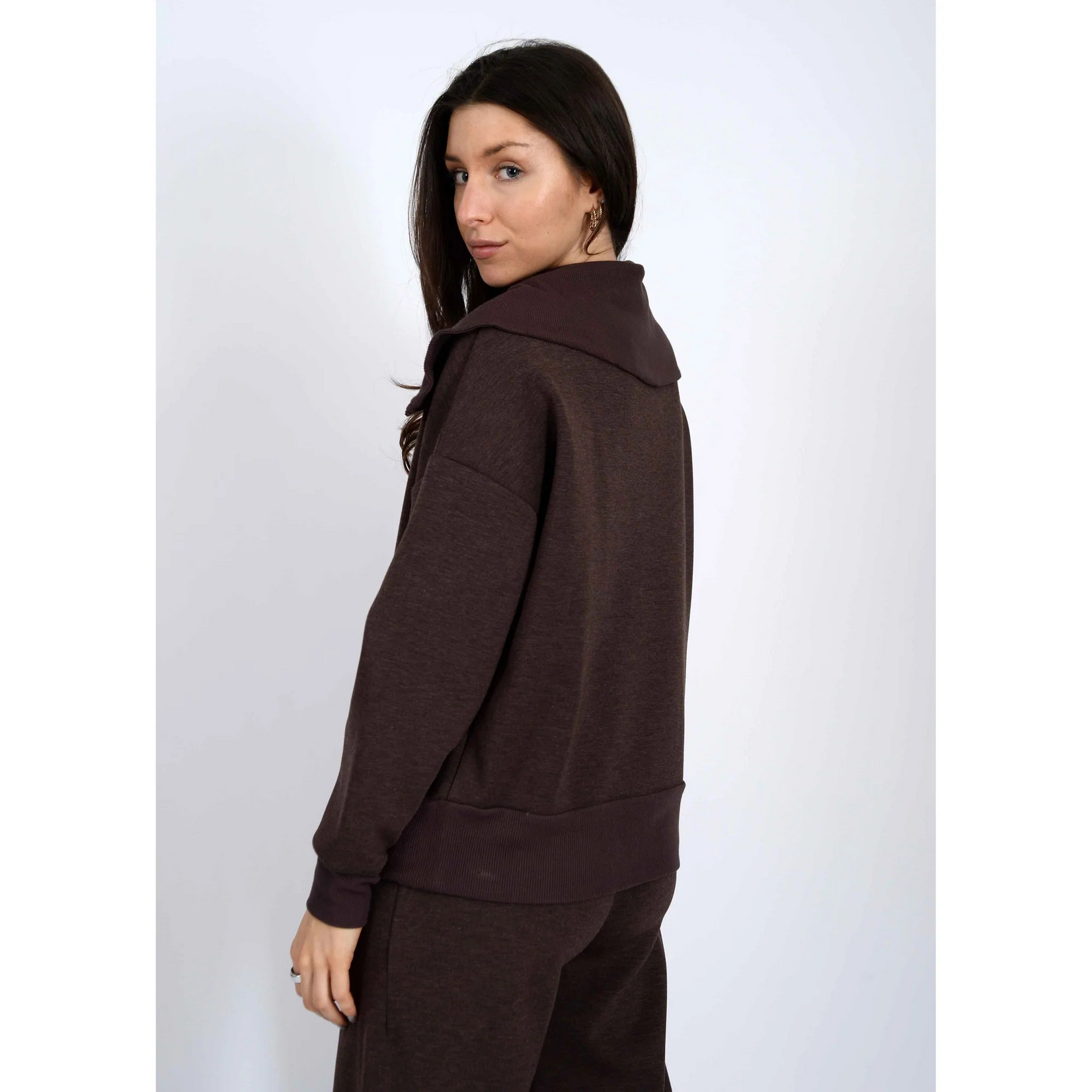 RD Style Shay Soft Knit Half Zip  - Umber