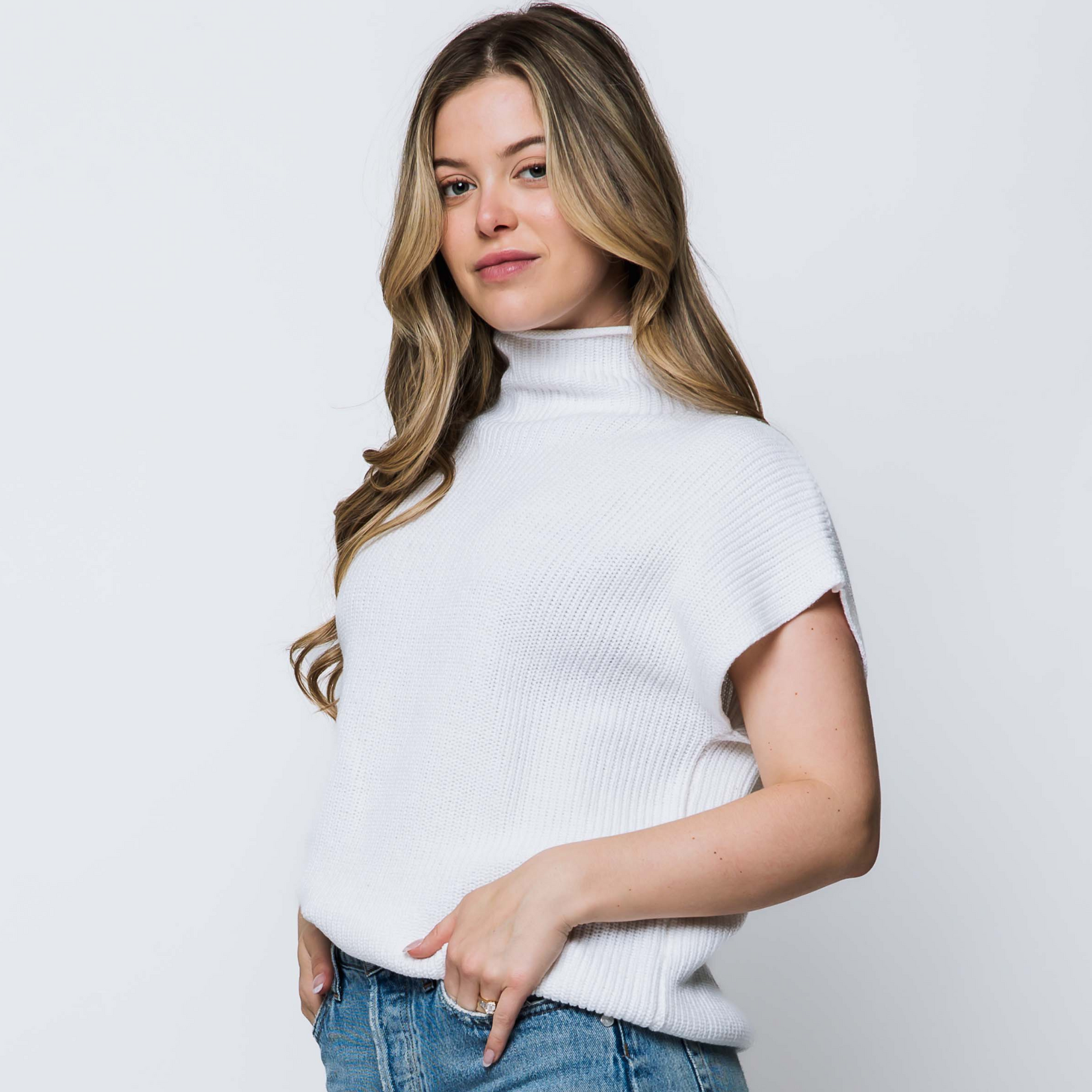 ORB Shawna Funnel Neck - White