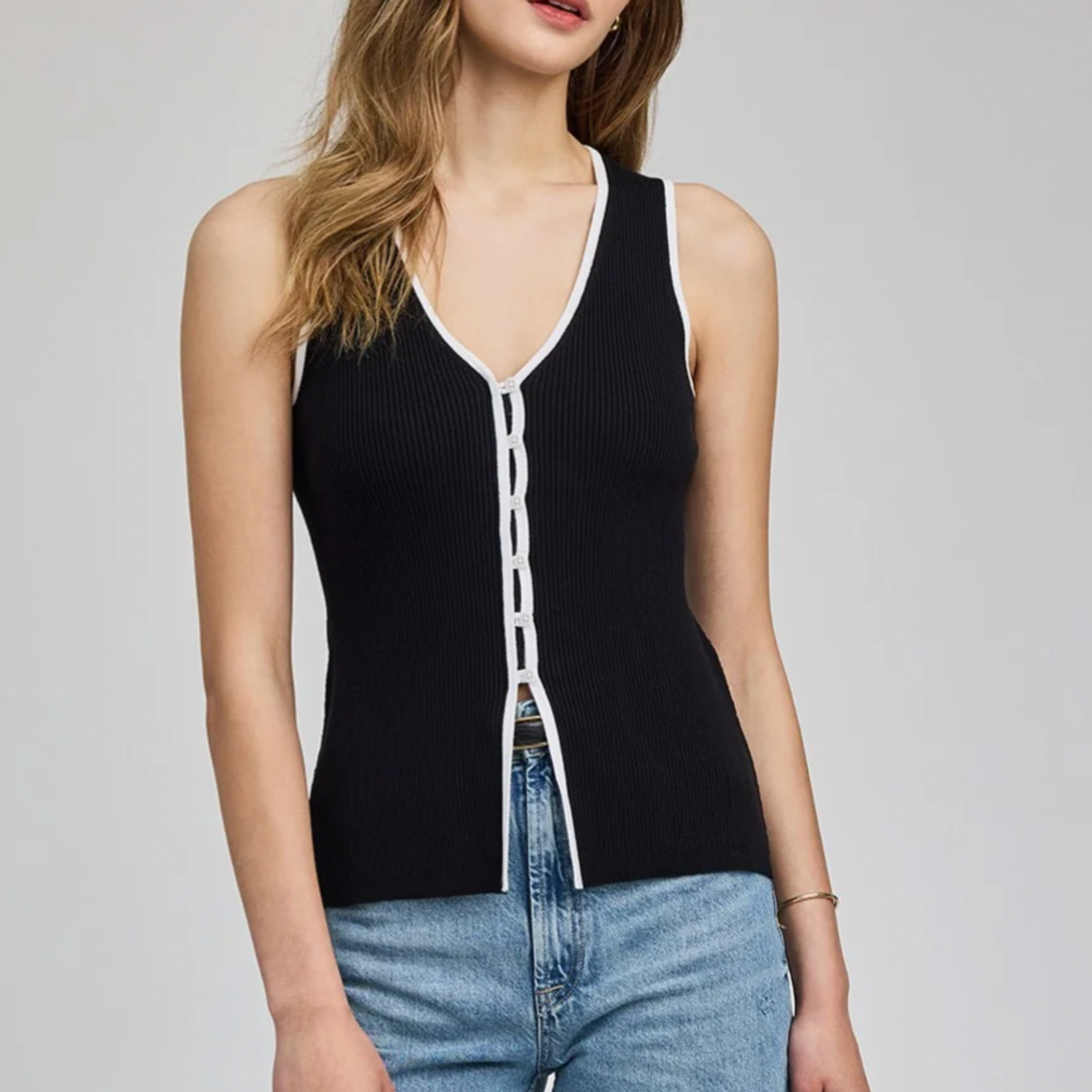 Gentle Fawn Miles Knit Button Top - Black